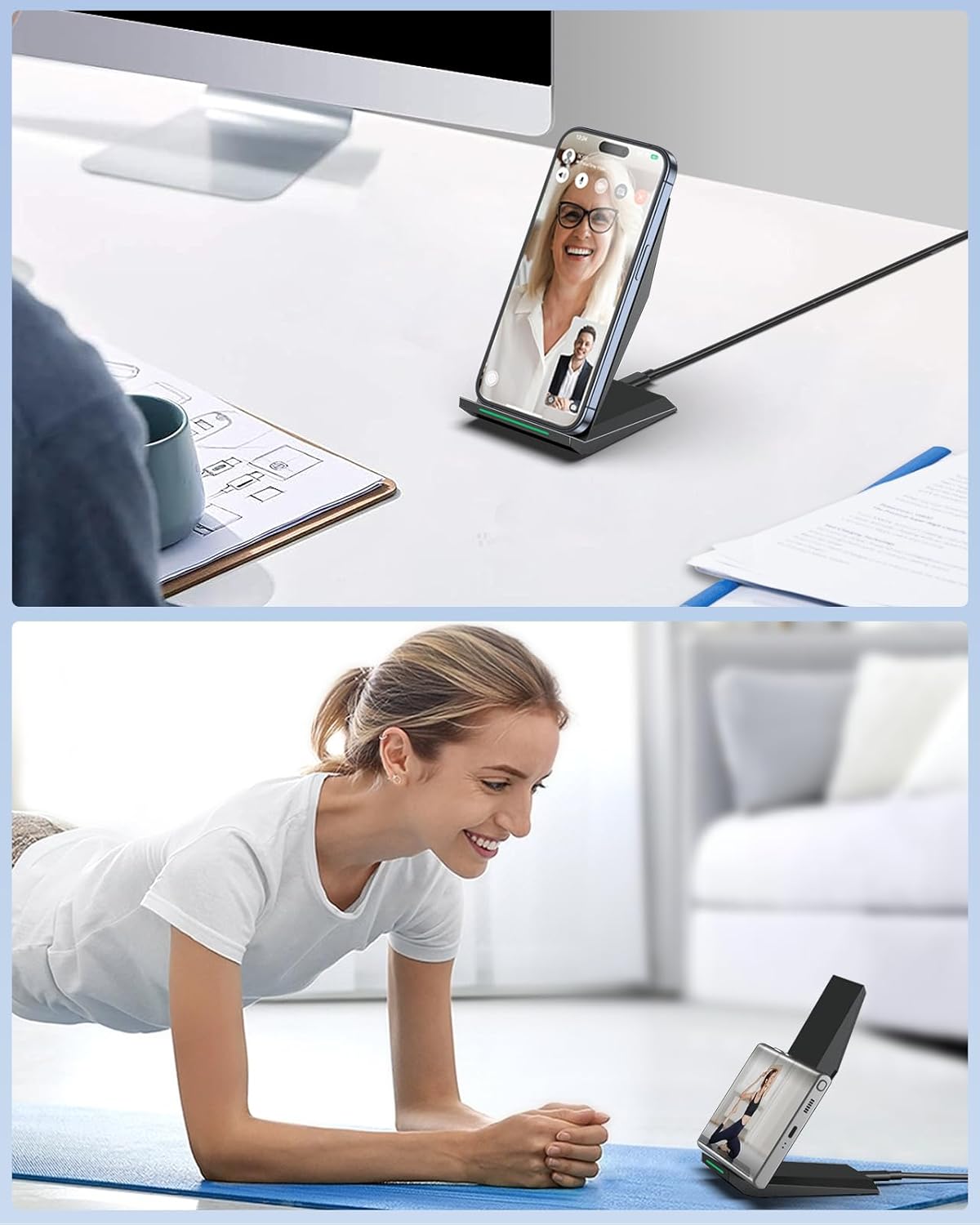 Fast Wireless Charger, [2 Pack] NANAMI Qi Certified Wireless Charging Stand Compatible iPhone 16/16 Pro/16 Pro Max/15/14/13/12/11 Pro, Phone Charger for Galaxy S25/S24/S23/S22/S21 and Qi-Enabled Phone
