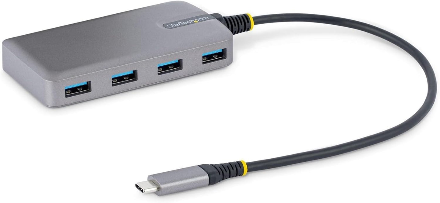 StarTech.com 4-Port USB-C Hub - 5Gbps - Bus Powered - USB C to 4x USB-A Hub w/ Optional Auxiliary Power Input - Portable Desktop/Laptop USB Hub - 1ft (30cm) Cable - USB Expansion Hub (5G4AB-USB-C-HUB)