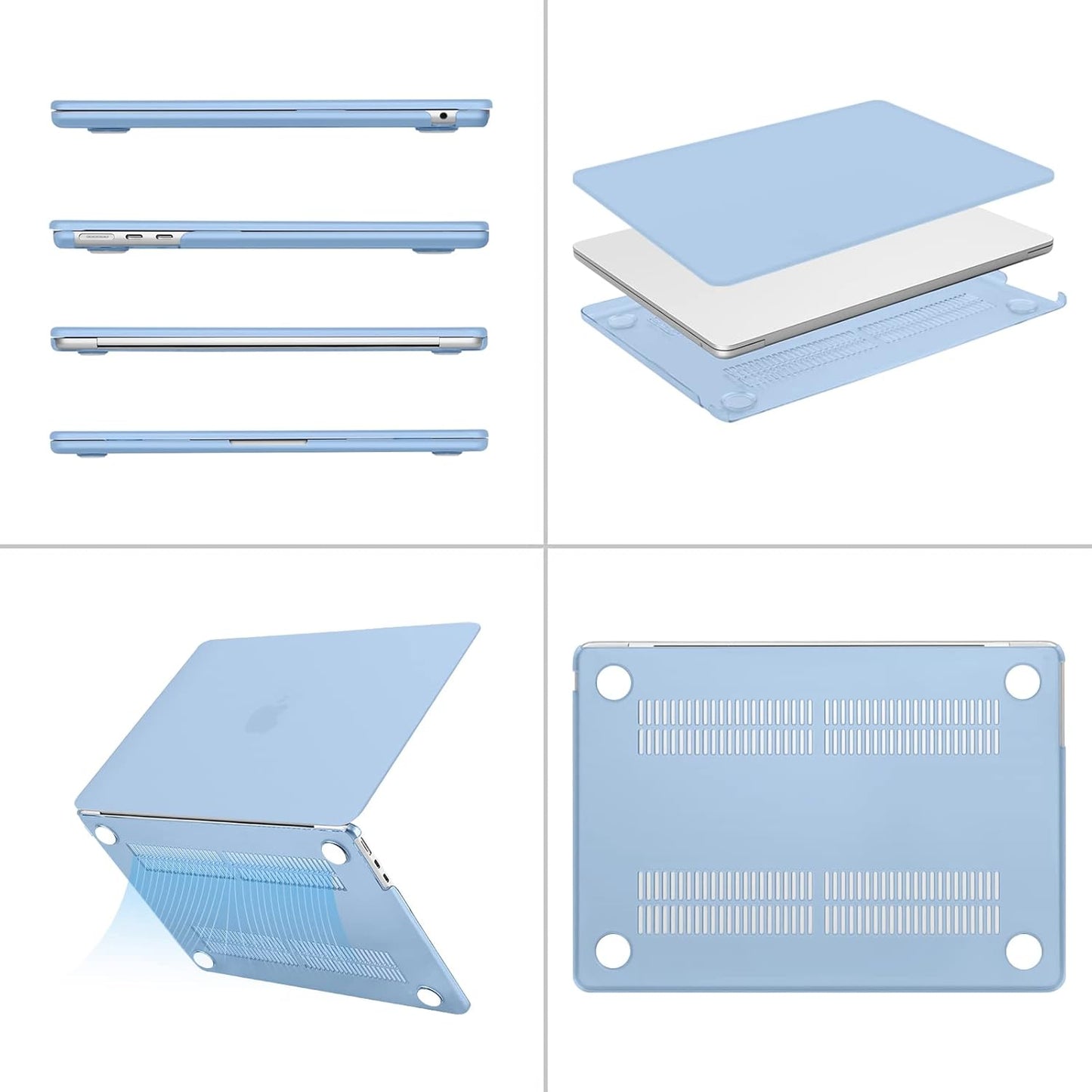 MOSISO Compatible with MacBook Air 13 inch Case 2025 2024 2023 2022 M4 A3240 M3 A3113 M2 A2681, Plastic Hard Shell&Keyboard Cover&Screen Film&Type C for MacBook Air 13.6 inch Case, Air Blue