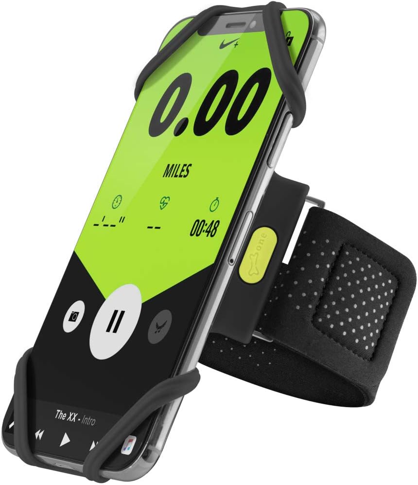 【Bone】 Run Tie Running Armband Phone Holder for Apple iPhone 14 13 12 11 Pro Max Mini XS XR X 8 7 Samsung Galaxy S10 S9 S8 Smartphone, Phone Size 4-6.7" (Black/Arm Size 9.8-15.7"")"