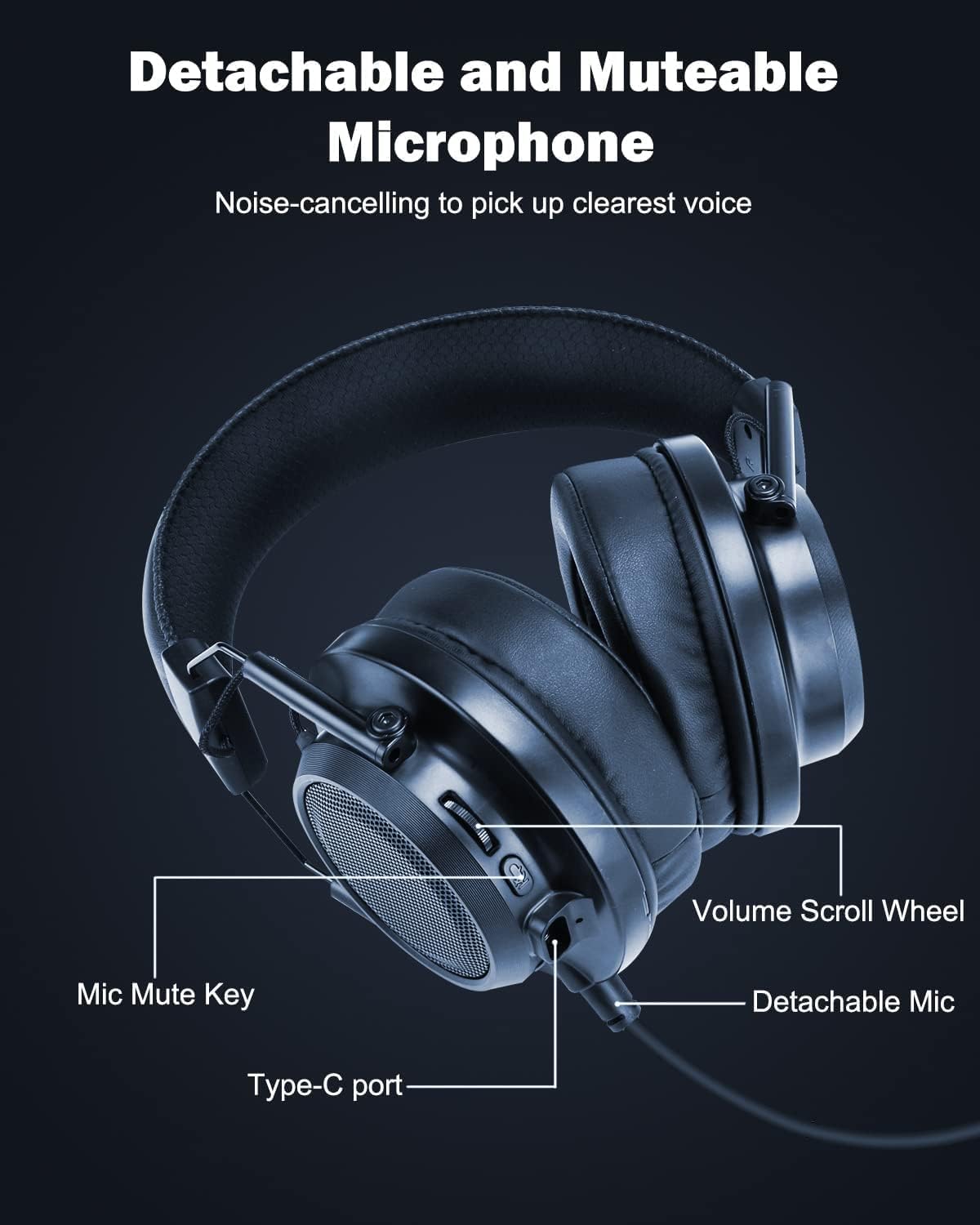 Inwa Headset Wireless with Game, Gaming Headphones with 3D Spatial Audio, 50MM Speaker, Protein Soft Earmuffs, Compatible with PS5/4 PC Phone Switch, Wired Mode for Xbox Series