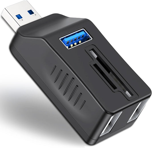 VIENON 5-Port USB 3.0 Hub with SD TF Card Reader, USB Extender Adapter with Memory SD/Micro SD Card Reader, USB 3.0/2.0 Ports, Portable USB Splitter for Laptop,PC, Camera, Flash Driver, HDD, Dash Cam