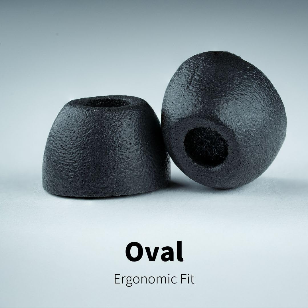Comply 100 Core Series | Memory Foam Replacement IEM Ear Tips for Etymotic, Westone, Klipsch & More | Superior Noise Isolation, Ultimate Comfort, Secure Fit | Oval, Black, (S/M/L) (3 Pairs)
