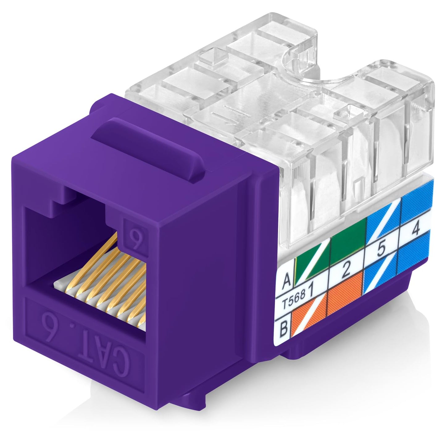 Everest 90° Angled RJ45 Cat6 Keystone Jacks 10-Pack in Purple - Slim Profile Female RJ45 Connectors - Cat 6 Keystone Jack - Compatible with 90° Angled Speed Termination Tool - easyJACK (B094WB91H3)
