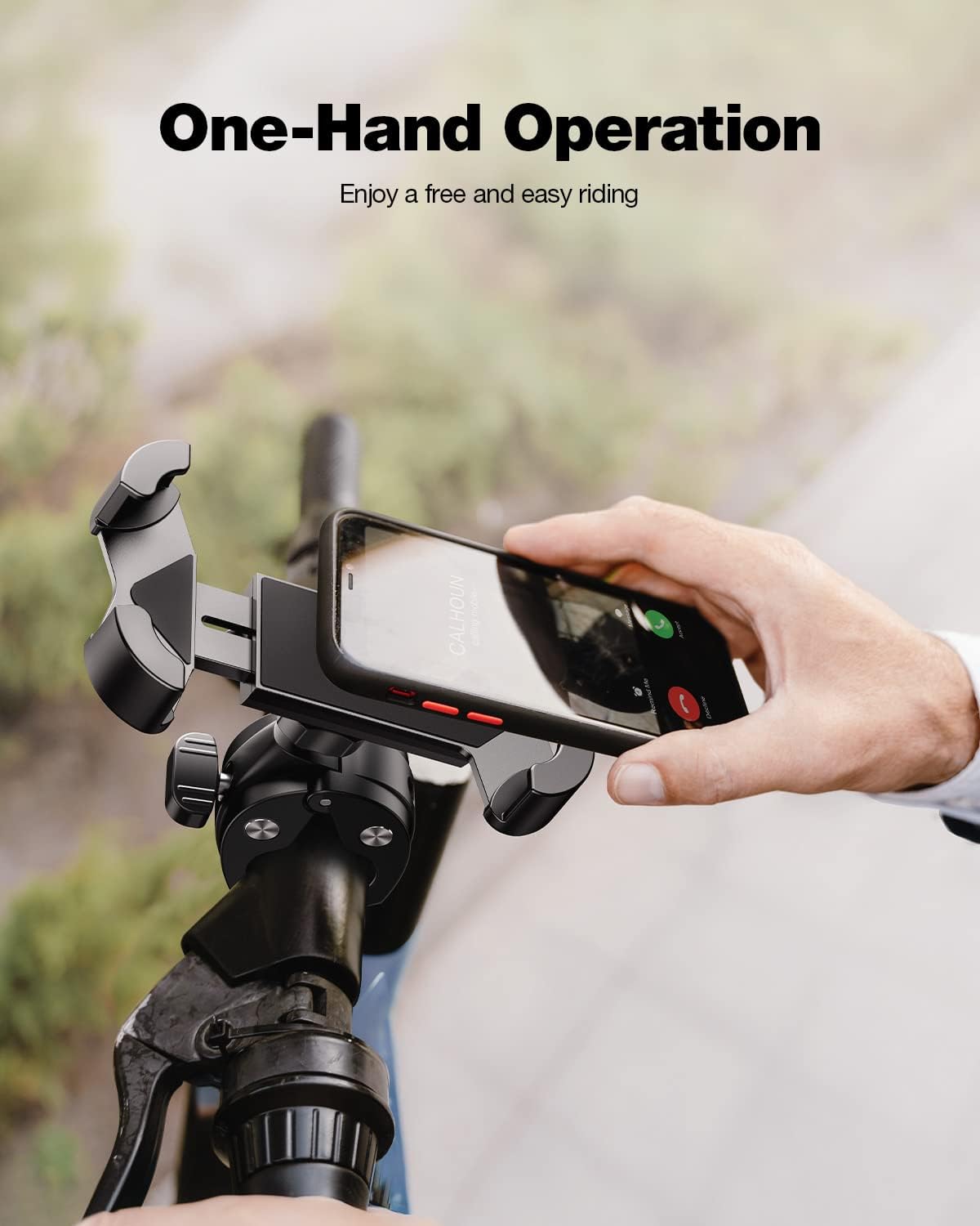Universal Bike Phone Mount,Motorcycle Phone Holder-Sturdy and Secure,One-Hand Operation,360°Rotation,Security Lock,Compatible for All iPhone Series and Other 4.7"- 6.8"" Cellphone."