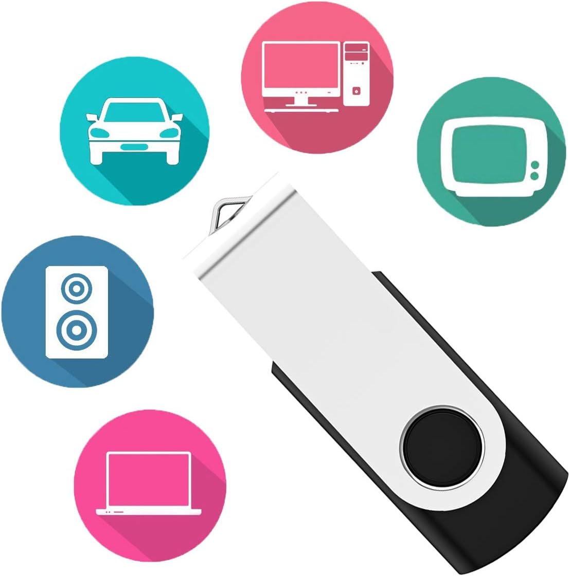 USB Flash Drive 1GB 100 Pack, Bulk USB 2.0 Flash Drives Thumb Drive Swivel Memory Stick Jump Drive Pen Drive,1 gig 100 Pieces