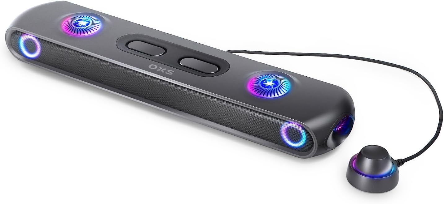 OXS Thunder Pro Gaming Soundbar with 5.1.2 Dolby Atmos Surround Sound System, Built-in Woofer, Bluetooth Multi-Connection, 3 Pro Gamer Modes, Sleek Toggle Design, for Pcs and Gaming Consoles