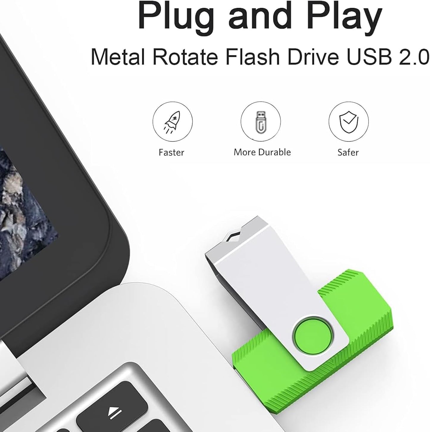 4GB USB Flash Drive 10 Pack, Wooolken USB 2.0 Thumb Drives with Lanyards Swivel Memory Stick for Data Storage and Backup (Mixed Colors)