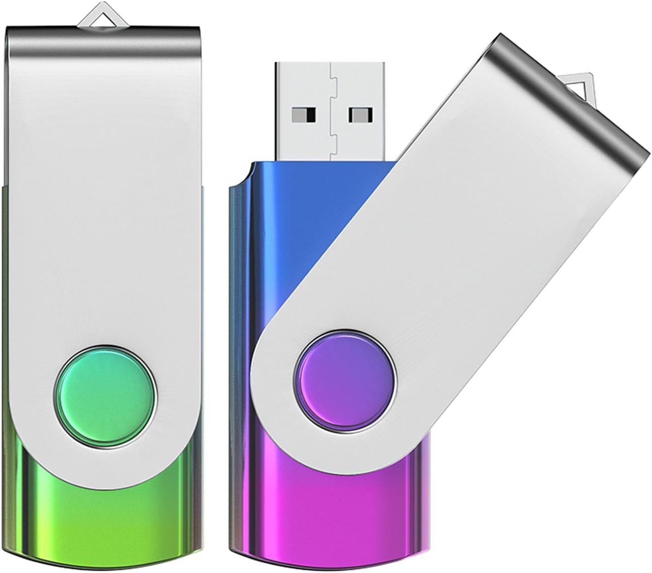 ABLAZE 128GB Flash Drive 2 Pack, USB 2.0 Thumb Drives with Lanyards Swivel USB Memory Stick 128GB（Green and Purple