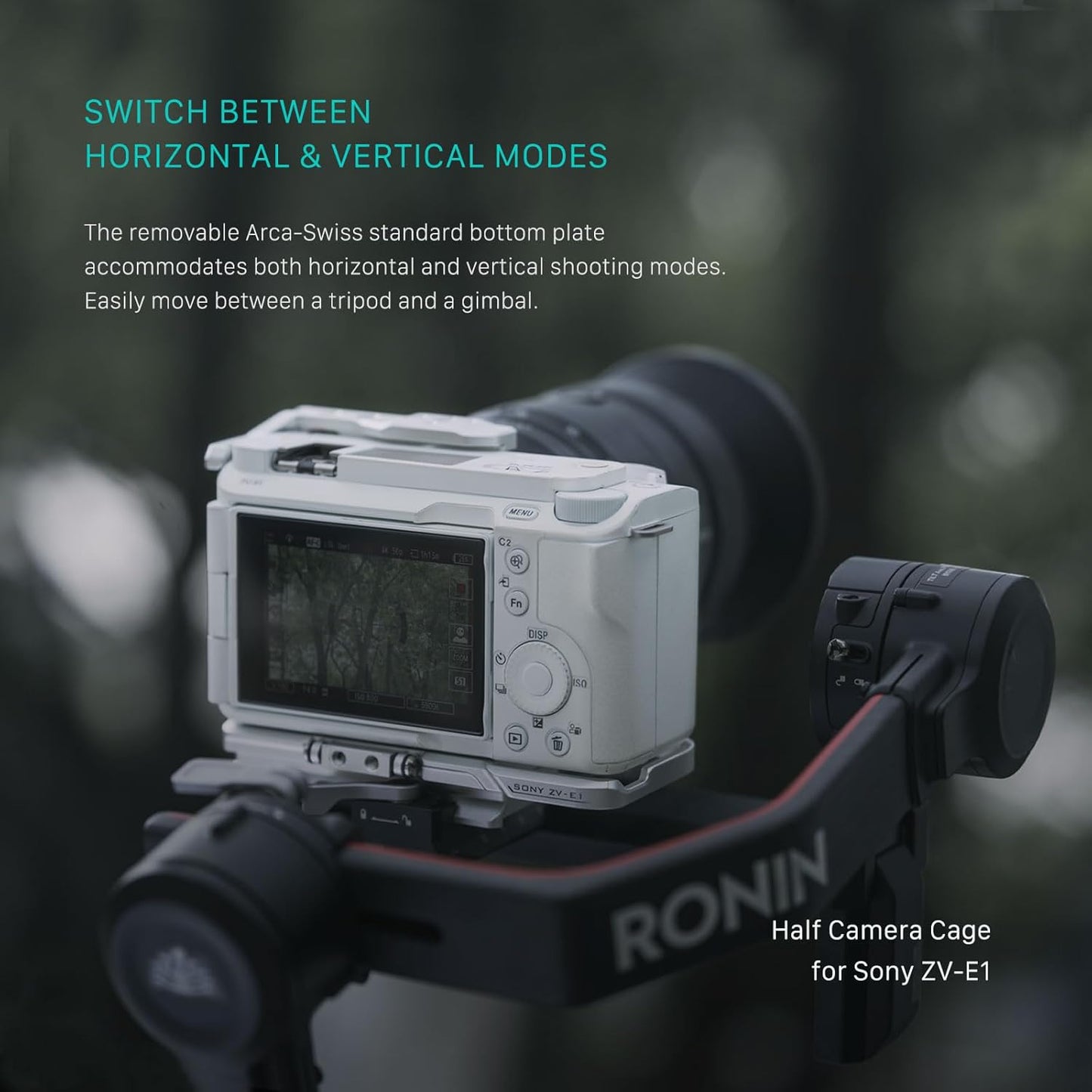 Tilta Half Camera Cage for ZV-E1 | Cold Shoe, NATO Rail, M3 and 1/4""-20 Threads Mounts | Silver