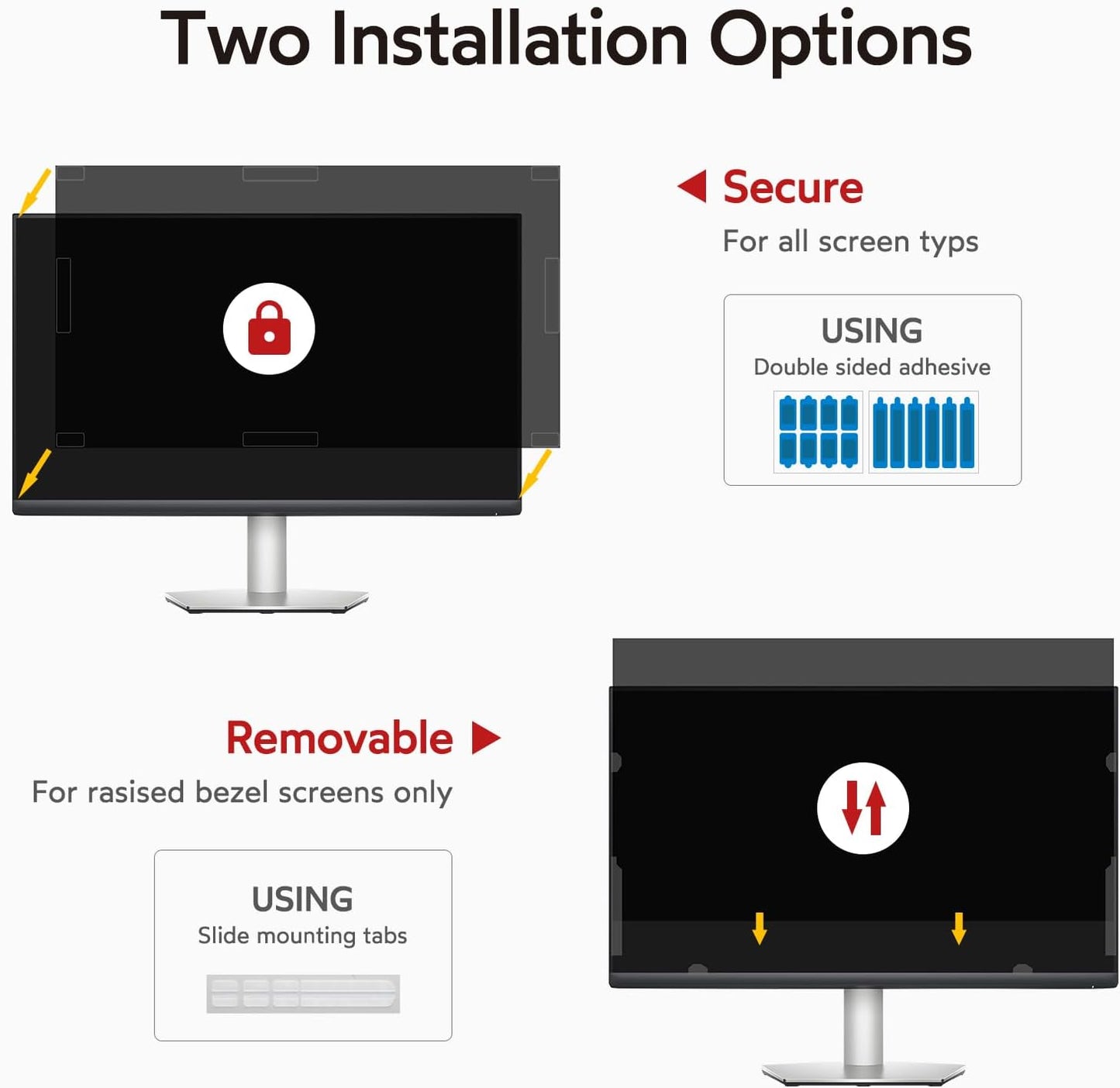 BERSEM 27 inch Removable Computer Privacy Screen Filter for 16:9 Ratio Monitor, Anti-Spy, Anti-Glare, Anti-Scratch, UV-Blocking