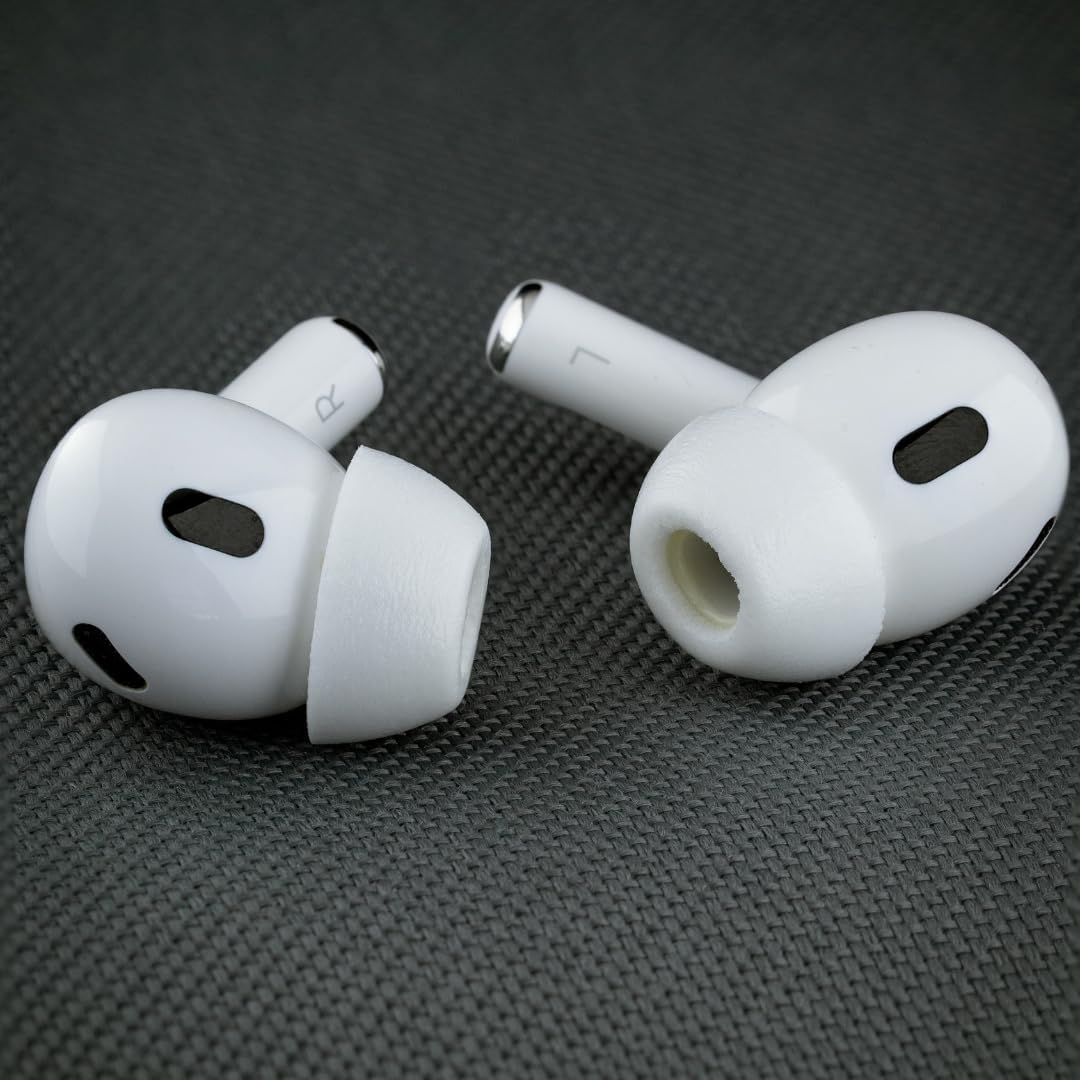 Comply TrueGrip MAX | Premium Memory Foam Replacement Earbud Tips for Apple AirPods Pro 1 & 2 | Long Lasting Comfort, Extreme Durability, Secure Fit, Superior Noise Isolation| White (S/M/L) (3 Pairs)