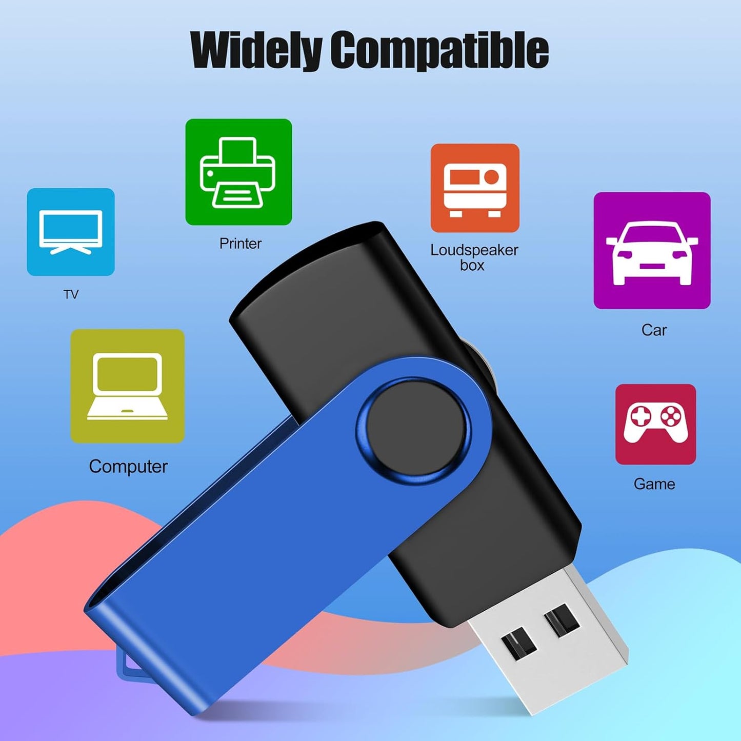 EASTBULL Flash Drive Bulk 2GB USB 50 Pack with Lanyards USB 2.0 Thumb Drive Bulk Memory Stick Swivel Pen Drive for Storage and Backup 2 GB 50 Pack, Blue