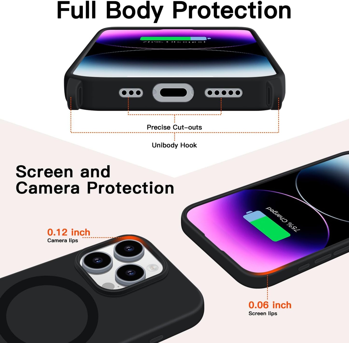 for iPhone 15 Case with Lanyard [Compatible with MagSafe], Crossbody Phone Case with Neck Strap Adjustable, Magnetic Phone Cover for iPhone 15 6.1'' Black
