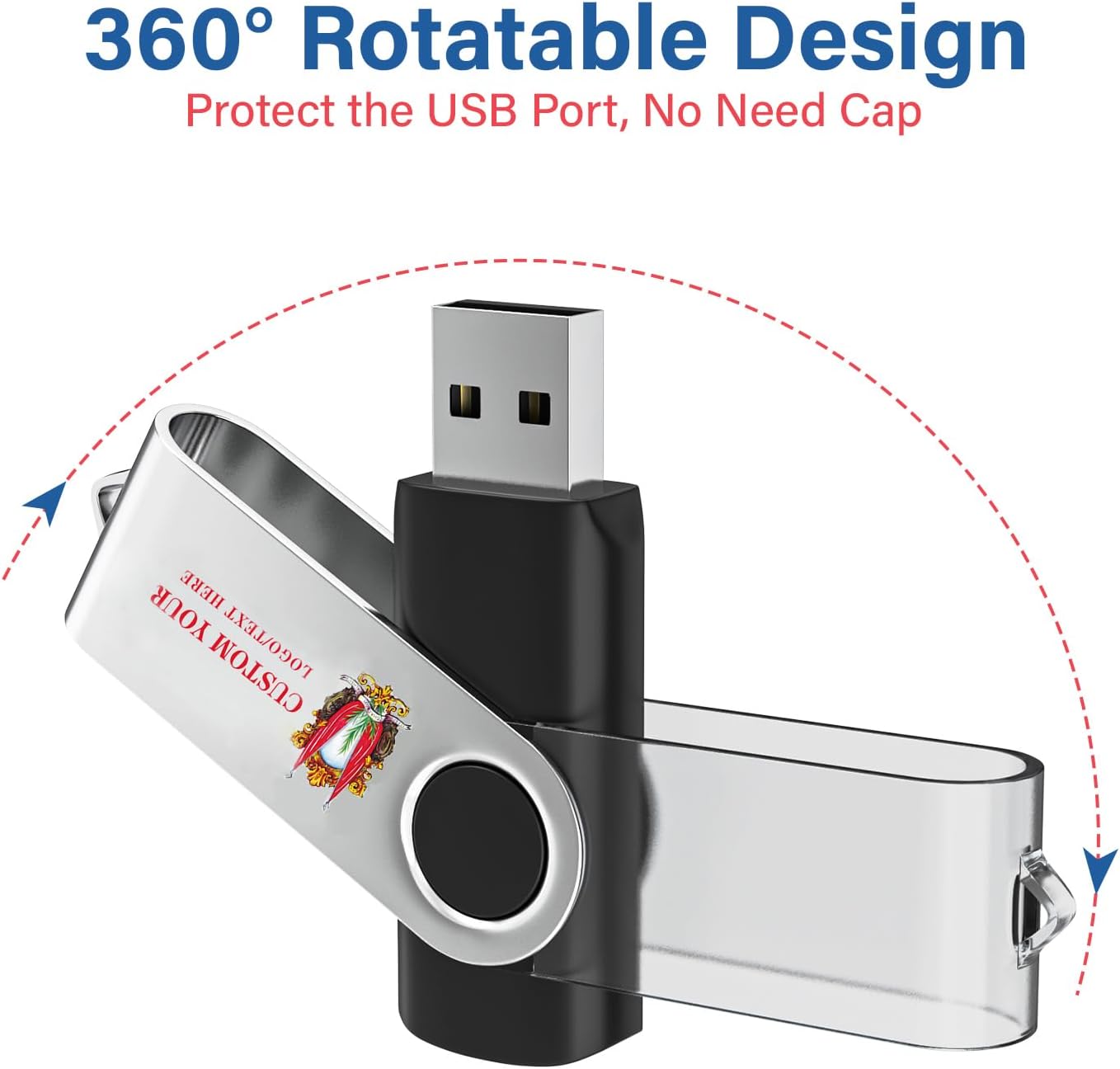 Personalized Flash Drives 256MB, Wooolken Customizable USB 2.0 Thumb Drives 10/20/50/100 Pack, Logo Memory Stick Custom Flash Drive Engraved Logo (Mixcolors)
