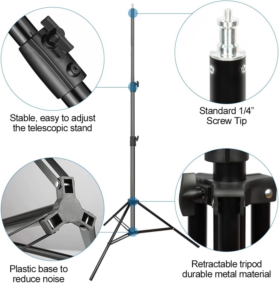 Heavy Duty Aluminum Alloy Photography Video Tripod Light Stands, Tripod Stands for Softboxes, Umbrellas, Reflectors, Lights - Pack of 2, 9.19 Feet/2.8M