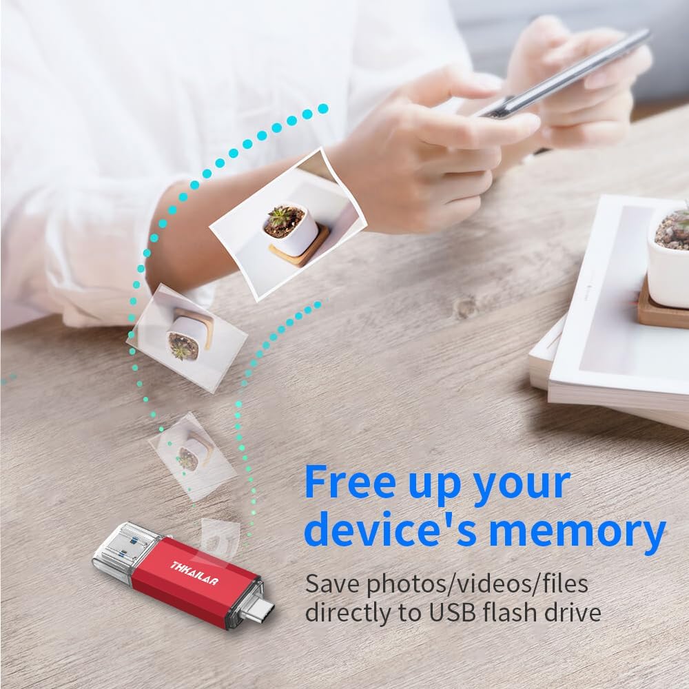 Thkailar 5 Pack 32GB Fat32 USB C Flash Drive OTG High Speed for Store Data-USB 3.0 Thumb Drive C Jump Drive-Compatible with Samsung,Mac Pro,Laptops,Tablets,PC(Red)