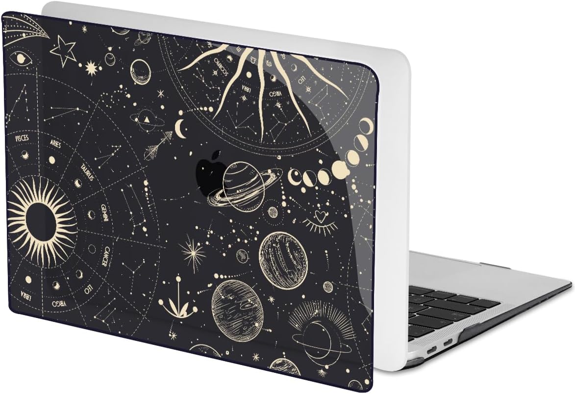 Compatible with MacBook Pro 13 inch Case 2022 2021-2016 A2338 M2/M1 A2251 A2289 A2159 A1989 A1706 Model, Pattern Plastic Hard Shell Keyboard Cover Screen Film Webcam Cover, Constellation