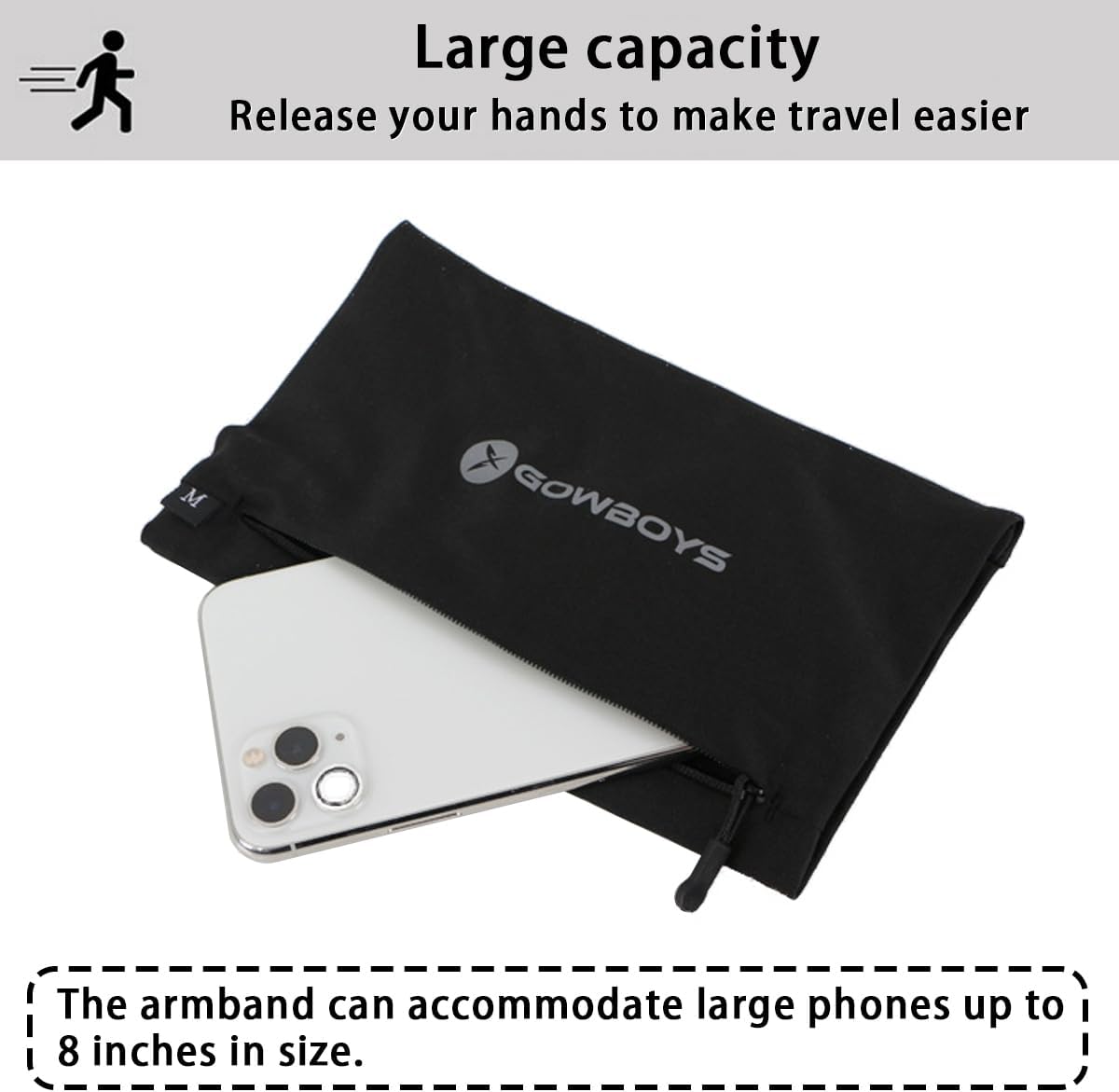 Running Phone Armband for Men Women,Universal Arm Bands for Phones Below 8 Inches,Waterproof Cell Phone Armband for Hiking,Running,Cycling,Climbing(Grey XL)