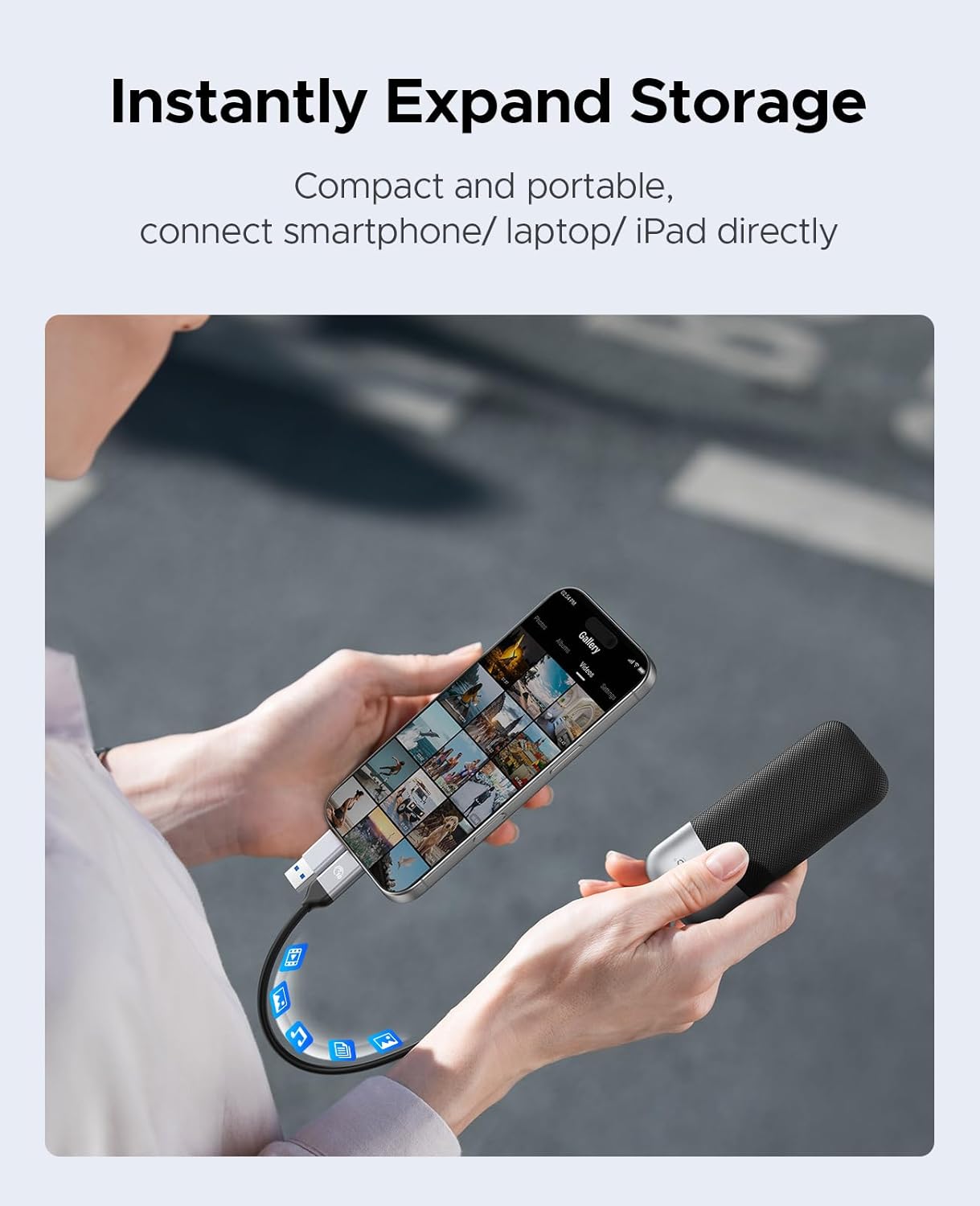ORICO 512GB Portable SSD, Up to 1050MB/s, Compact with 2 in 1 USB C & A Cable, External Solid State Drives, Reliable Storage for USB C Smartphone, Tablet, PC - M10PRO