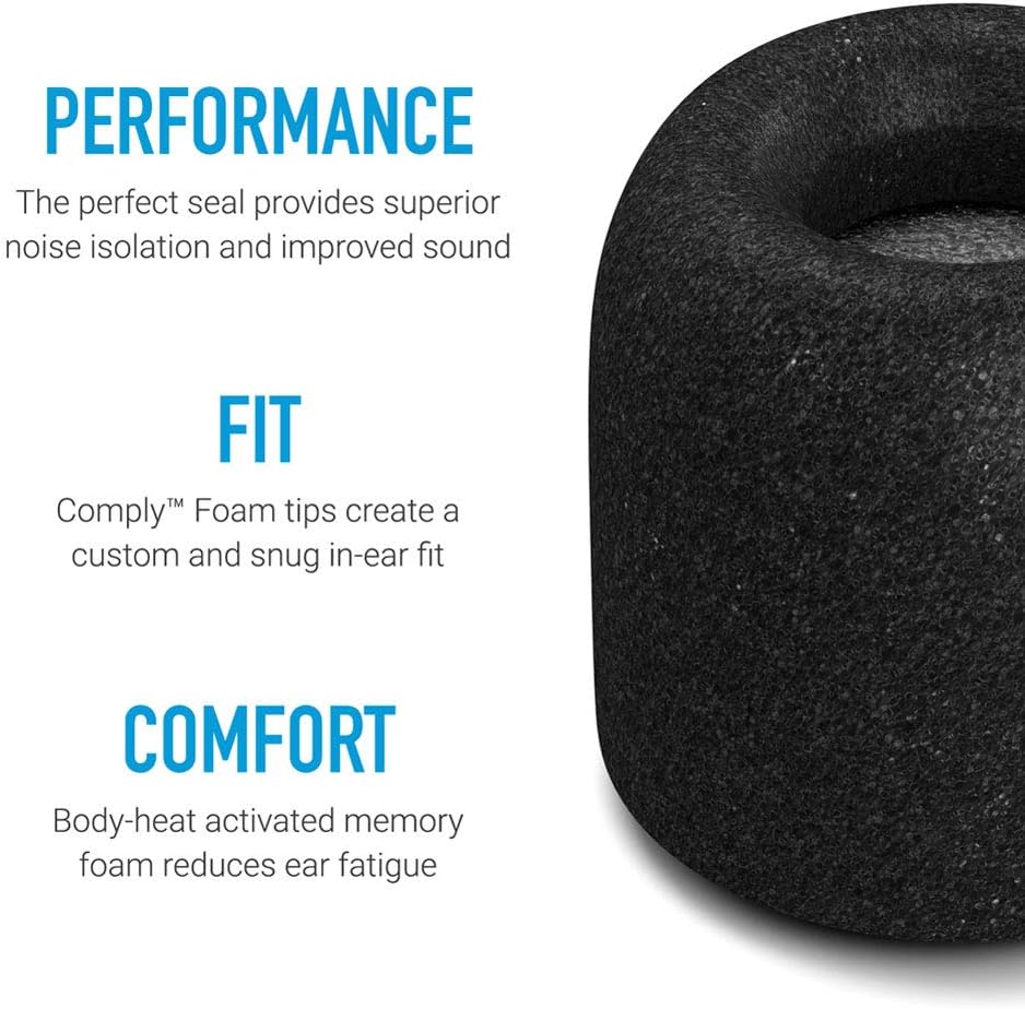 Comply Memory Foam Replacement Earbud Tips for Beats Fit Pro & Beats Studio Buds | Ultimate Comfort, Secure Fit, Superior Noise Isolation | Black, Large (3 Pairs)