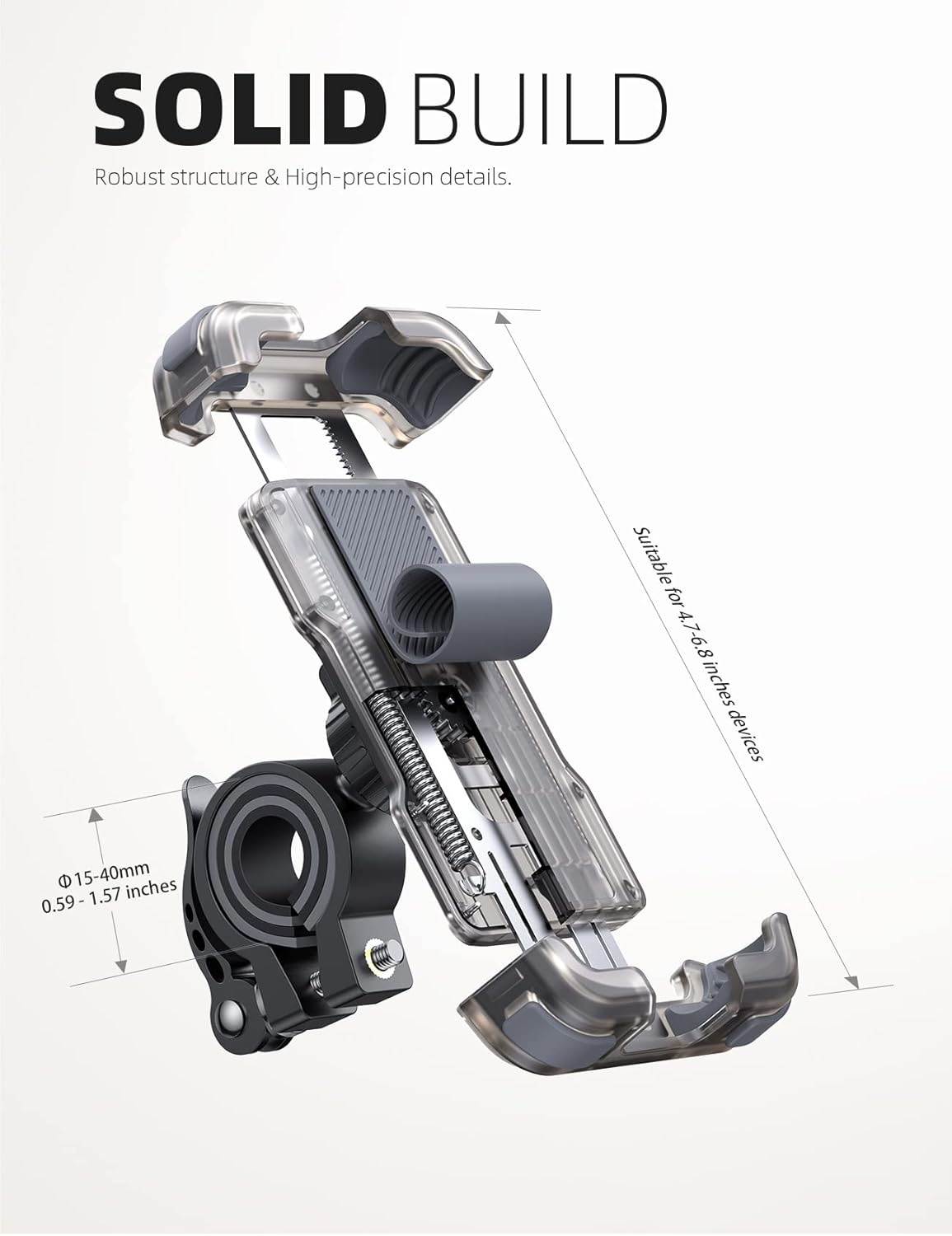 Lamicall Motorcycle Phone Mount, Bike Holder - Upgrade Cellphone Bike Holder, Bicycle Scooter Handlebar Phone Cradle Clip for iPhone 15 Pro Max/ 14, Galaxy S24, 4.7-6.8" Devices"