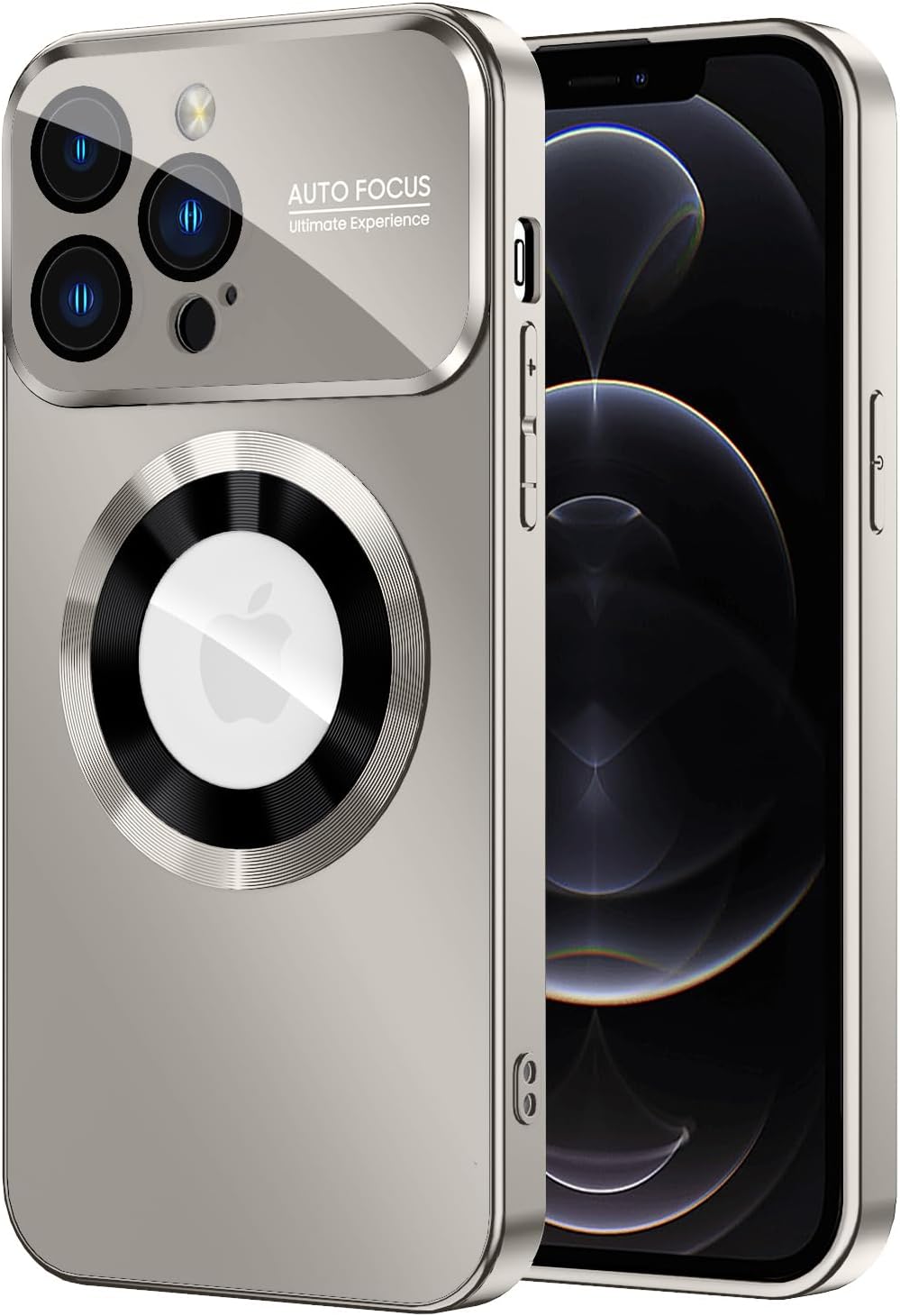 Magnetic for iPhone 12 Pro Case, Compatible with MagSafe, Built-in Camera Lens Protector, Logo View, Military Grade Drop Proof Phone Case Cover, Titanium Gray