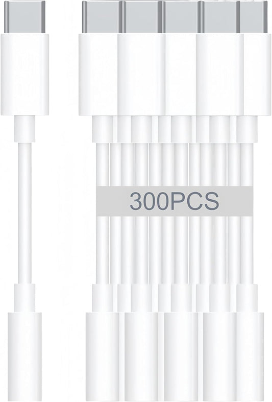 USB-C to 3.5mm Audio Headphone Adapter - HiFi 300 Pack Compatible with Apple iPhone 16 15 Samsung Galaxy S25 S24 S23 S22 Plus Pro Max Ultra Pixel iPad - Type C to Aux Cord Jack Dongle Adapter