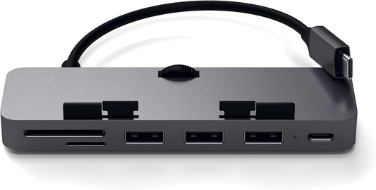 Satechi Aluminum Type-C Clamp Hub Pro with USB-C Data Port, USB-A 3.0 Data, Micro/SD Card Reader - Compatible with 2020/2019/2017 iMac & iMac Pro, Does Not Fit 2021 iMac (Space Gray)