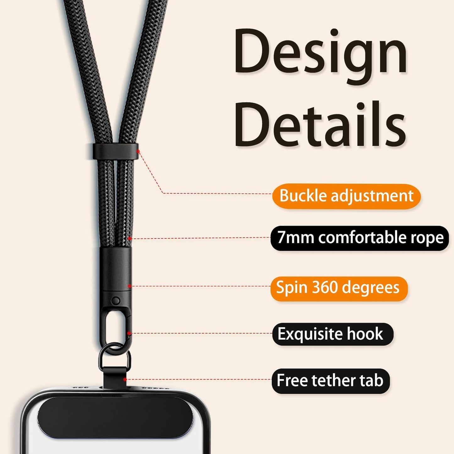 Phone Lanyard, Phone Wrist Strap for iPhone Case Camera, Anti Theft Strap Lanyard with 360° Rotating Hook, Wristlet Wrist for Cell Phone Charm Chain