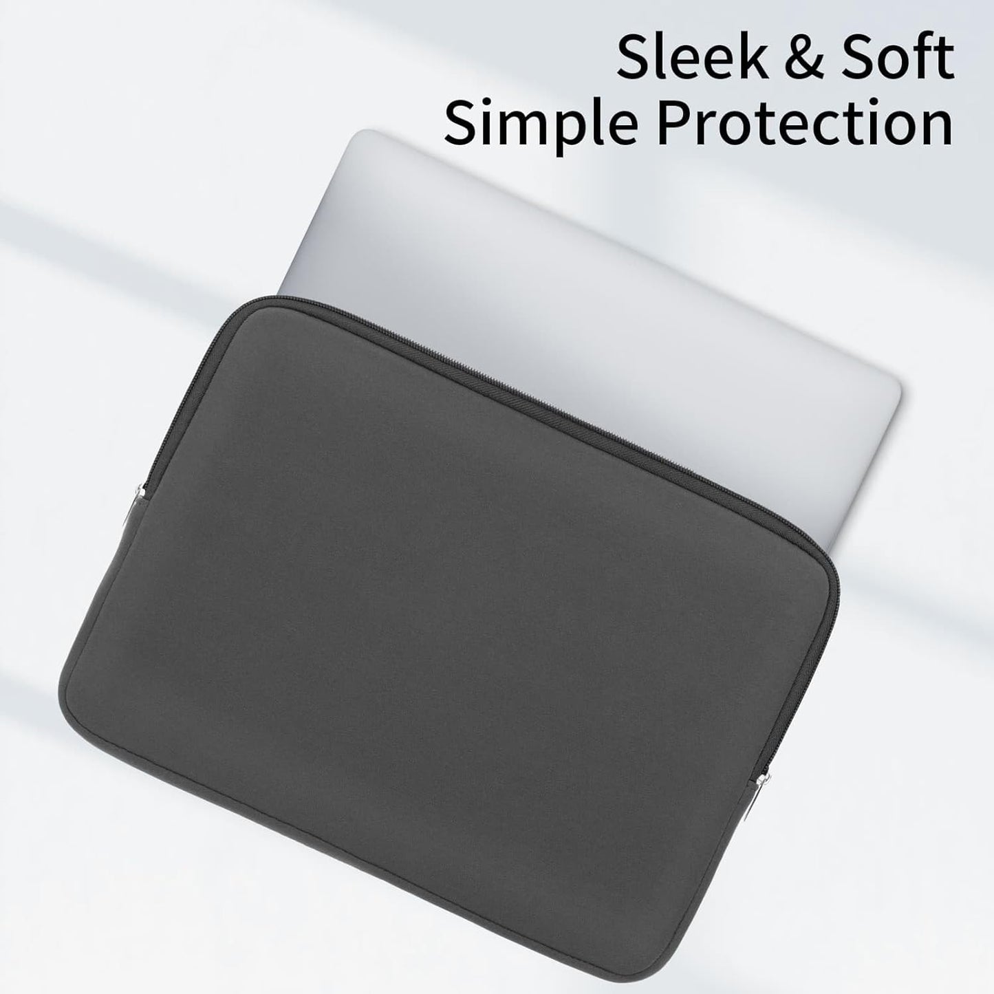 RAINYEAR 15.6 Inch Laptop Sleeve Protective Case Soft Lining Zipper Cover Padded Carrying Bag Compatible with 15.6" Notebook Computer Ultrabook Chromebook (Gray, Upgraded Version)