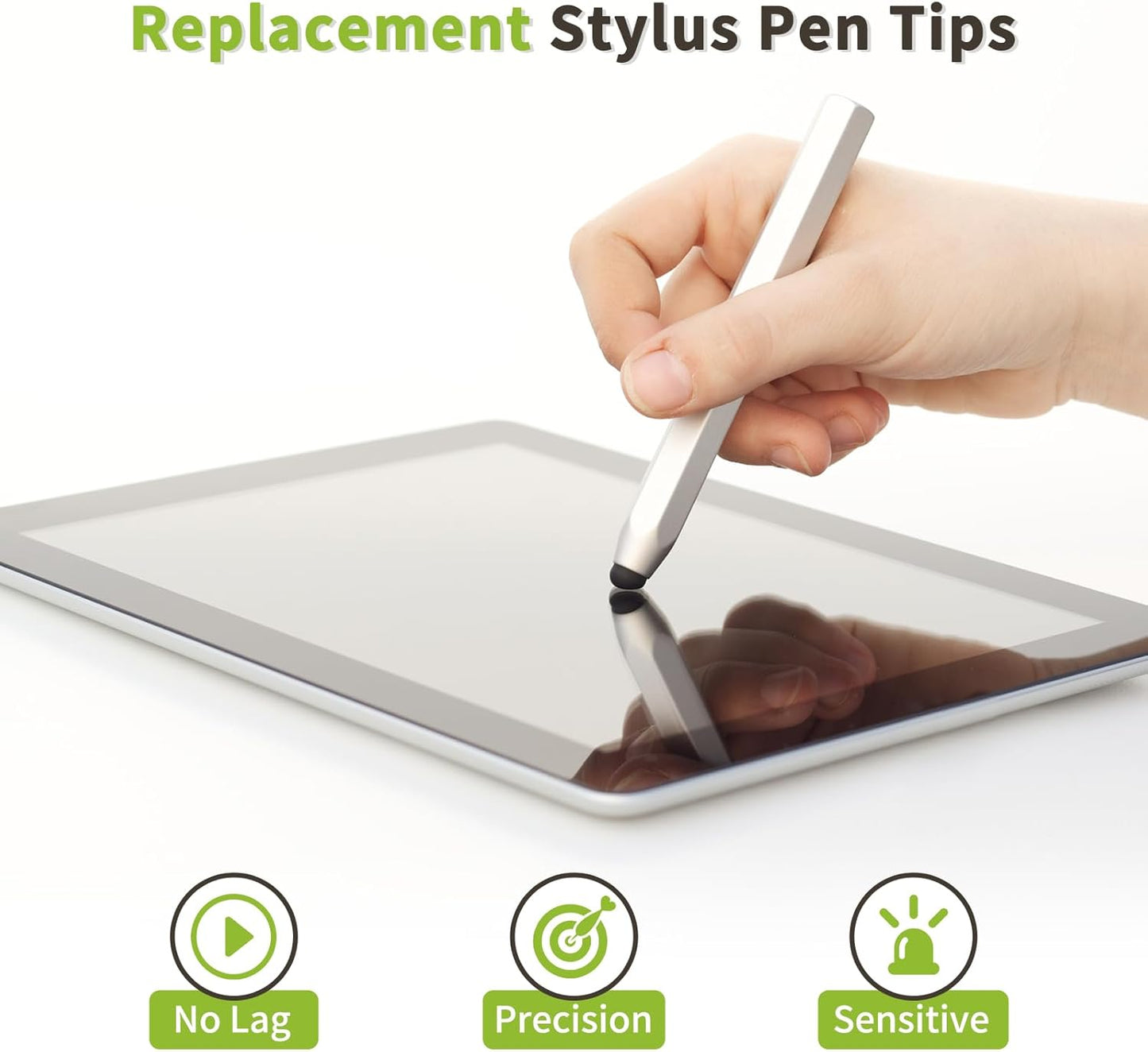 MECCANIXITY 20Pcs Replacement Stylus Pen Tips 8mm Conductive Capacitive Touch Screen Pens Tips Silicone Rubber, Black