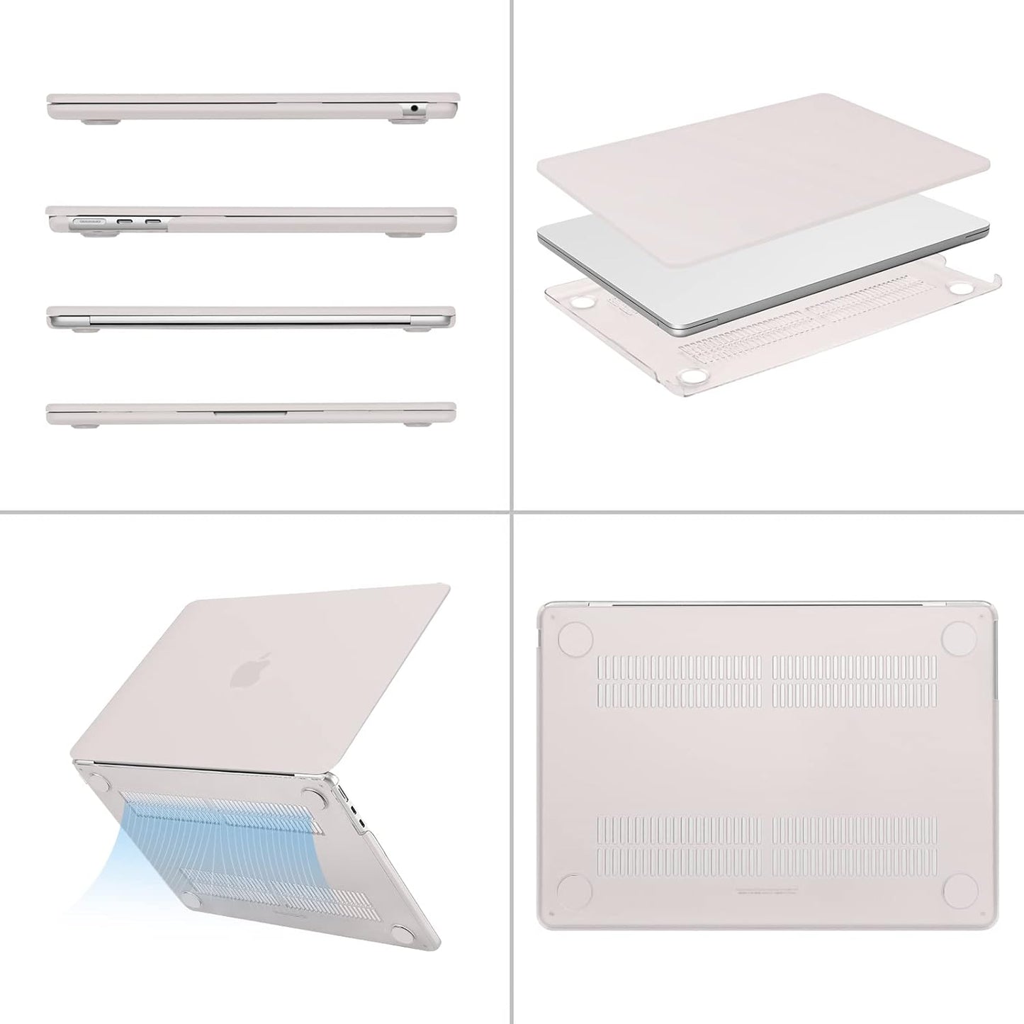 MOSISO Compatible with MacBook Air 13 inch Case 2025 2024 2023 2022 M4 A3240 M3 A3113 M2 A2681, Plastic Hard Shell&Keyboard Cover&Screen Film&Type C for MacBook Air 13.6 inch Case, Stone Gray
