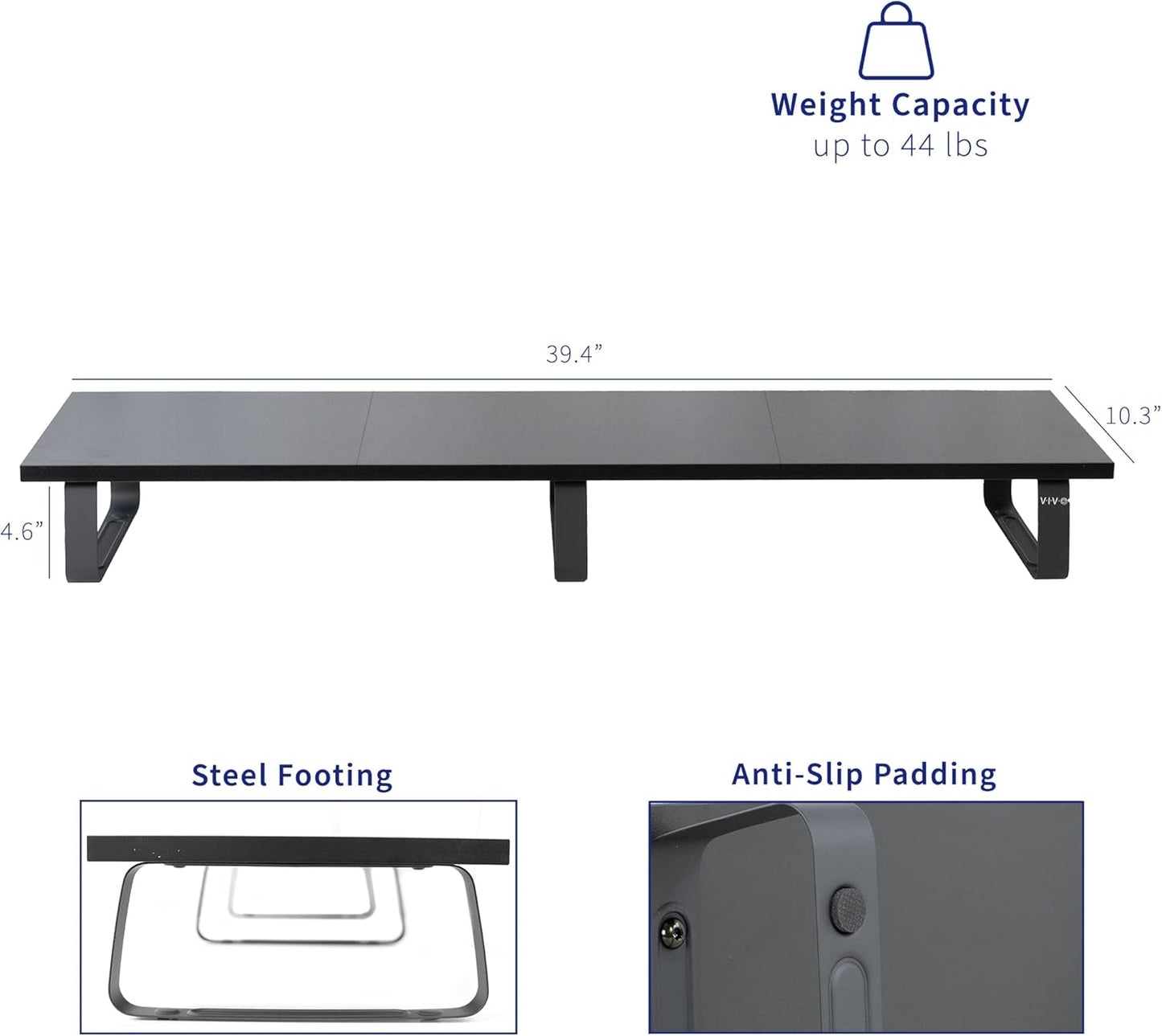 VIVO 39 inch Extra Long Monitor Stand, Wood & Steel Desktop Riser, Dual Screen, TV, Keyboard, Laptop, Ergonomic Desk and Tabletop Organizer, Black, STAND-V000DL