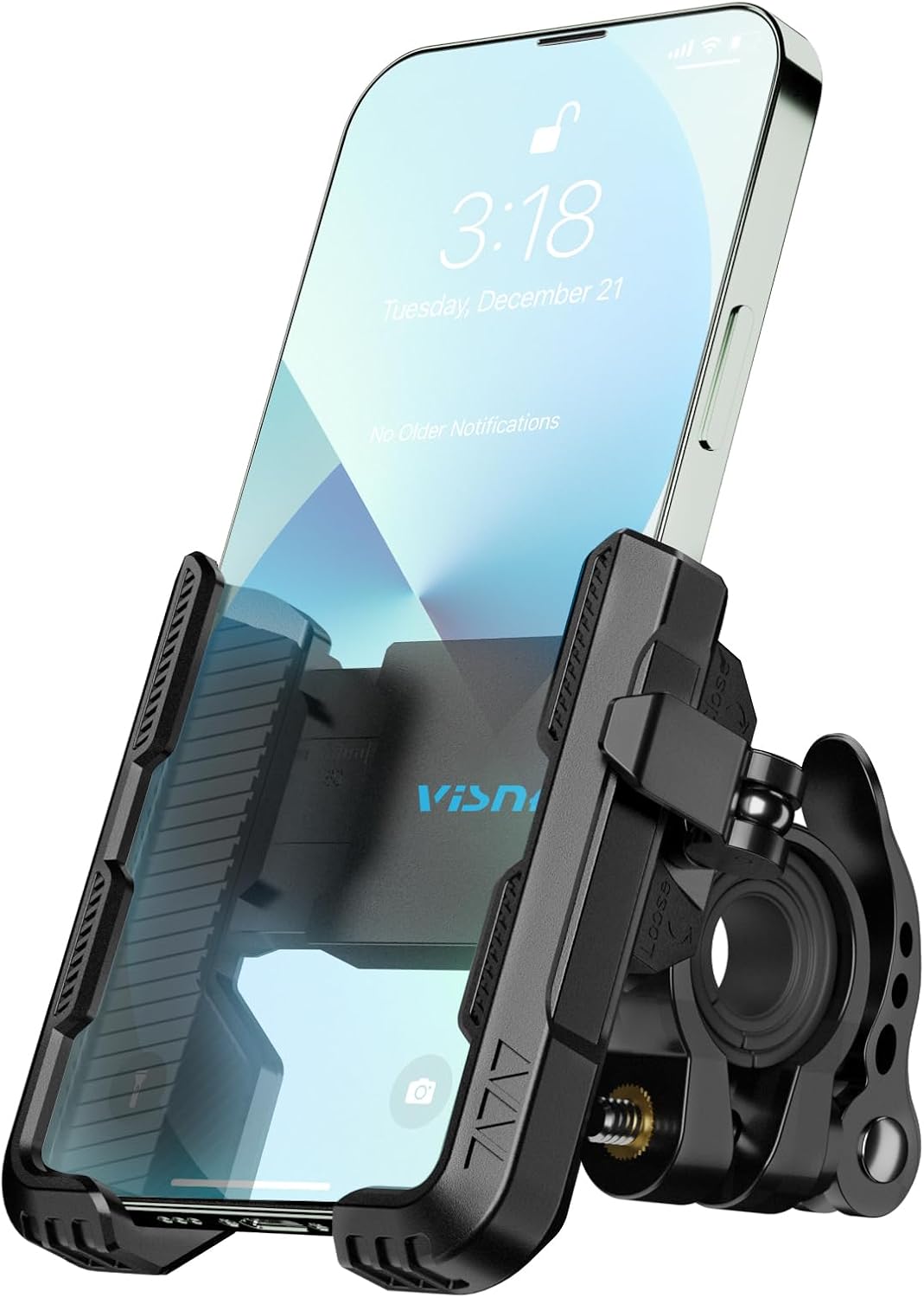 New Upgraded Bike Phone Mount Holder Two Connectors Quickly Lock and Release,360°Rotatable Bicycle Motorcycle Scooter Accessories Handlebar Phone Clip for 4.0"-7.0"" Smartphone (Black)"