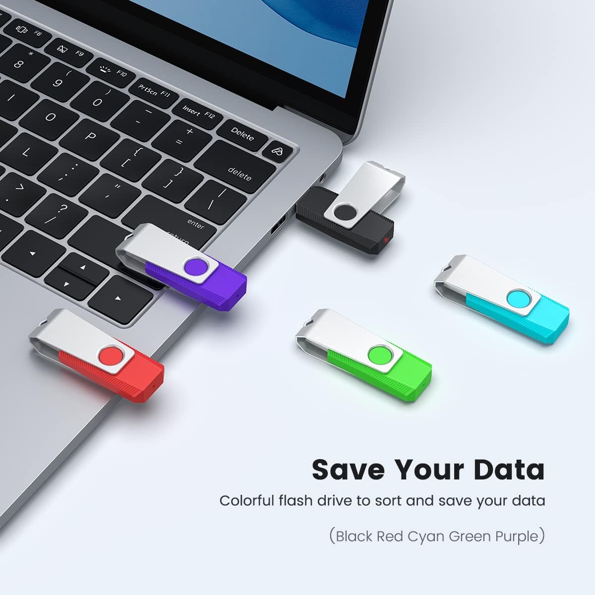 Aiibe 64GB Flash Drive 3.0 10 Pack 64GB USB 3.0 Thumb Drive USB Drive 64 GB Jump Drives Memory Stick Multi Pack 64 GB Flash Drives (64G, 10 Pack, 5 Mixed Colors: Black Red Cyan Green Purple)