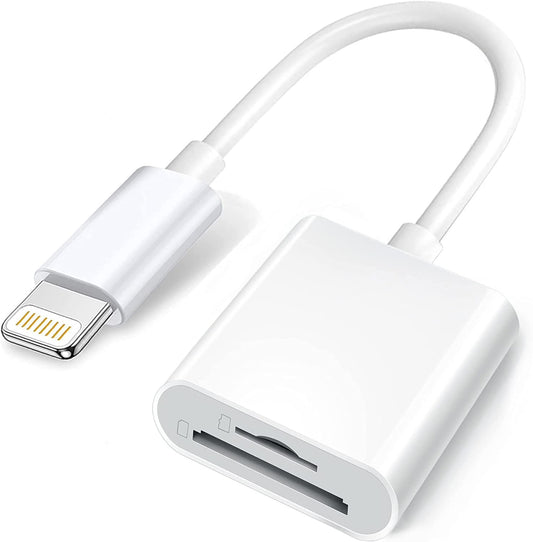 Apple Lightning to SD & TF Card Dual Slot Reader for iPhone/iPad, 2 in 1 Micro SD TF Trail Camera Viewer Memory Card Adapter, Plug and Play