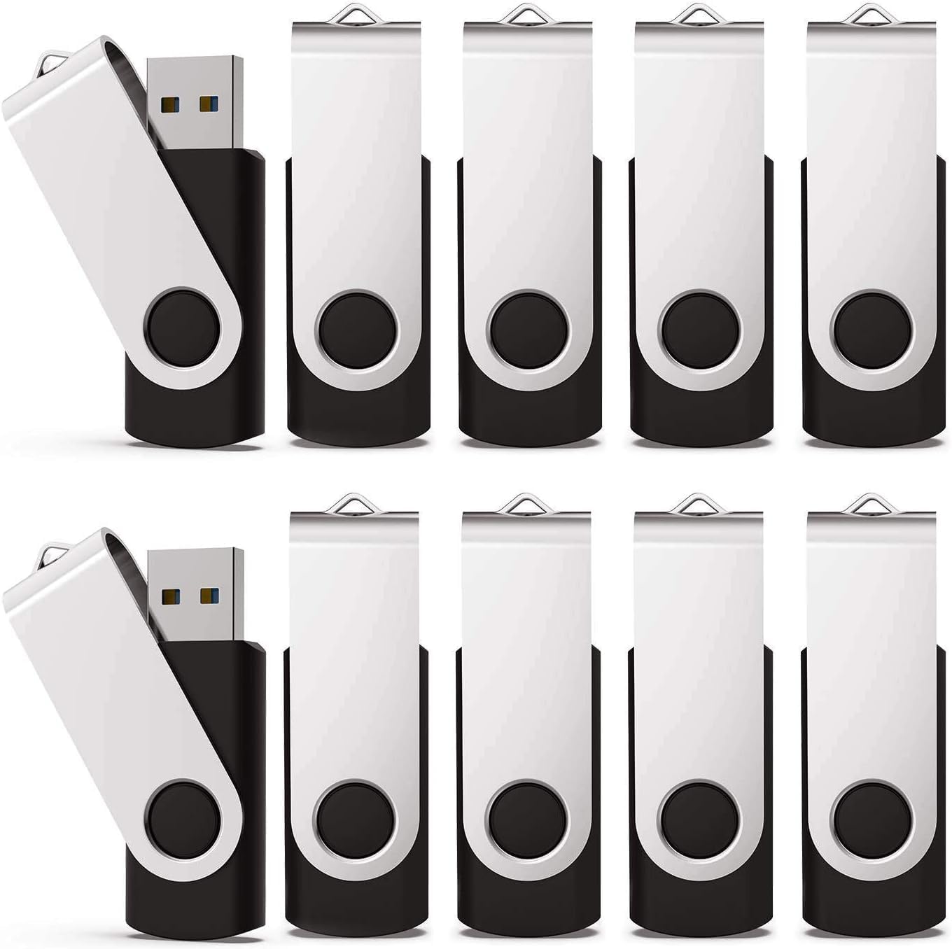 KEXIN 128GB Flash Drive 10 Pack 3.0 Flash Drive Bulk USB Thumb Drive 128 GB USB Drive USB 3.0 Flash Drive with Led Indicator, Black