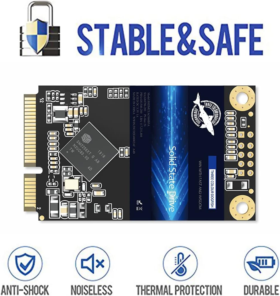 Dogfish mSATA SSD 1TB 3D NAND TLC SATA III 6 Gb/s, mSATA (30x50.9mm) Internal Solid State Drive - Compatible with Desktop PC Laptop - (MSATA 1TB)