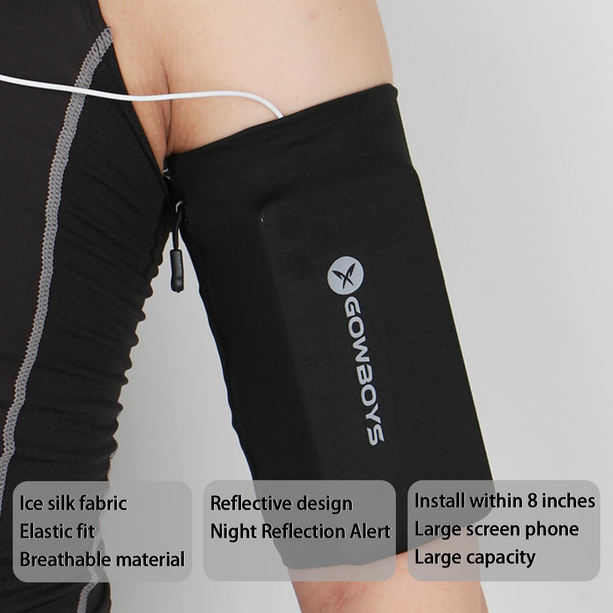 Running Phone Armband for Men Women,Universal Arm Bands for Phones Below 8 Inches,Waterproof Cell Phone Armband for Hiking,Running,Cycling,Climbing(Black M)