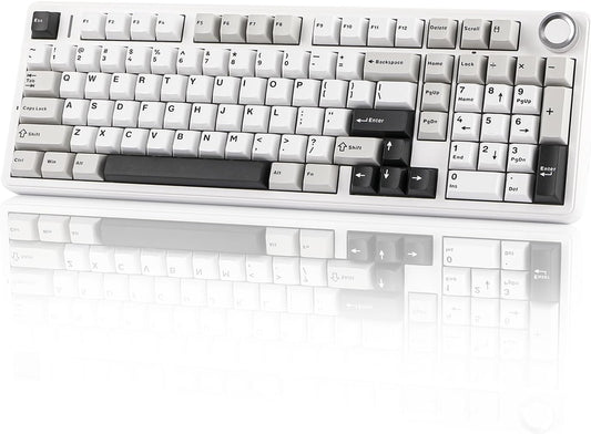 EPOMAKER X Aula F99 PRO Wireless Gaming Keyboard with 8000mAh Battery, Hot Swappable Creamy Keyboard, 2.4GHz/Type-C/BT5.0, NKRO, RGB Backlit for Win/Mac/Gaming (Black&Grey&White)