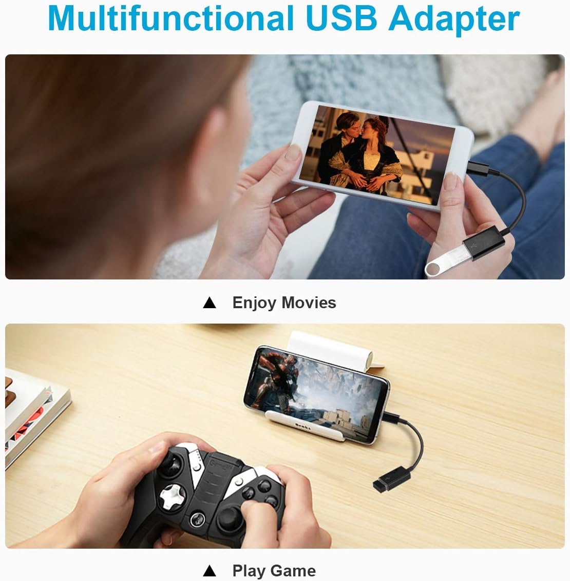 USB C to USB Adapter [2 Pack],Type-C OTG Cable Type C Male to USB A Female Usb to Usbc-c Adapter Compatible with Macbook Pro/Air iPad Pro 2022 2021 2020, Galaxy S23 S22 Ultra Note 10 S9 S8 (Black)