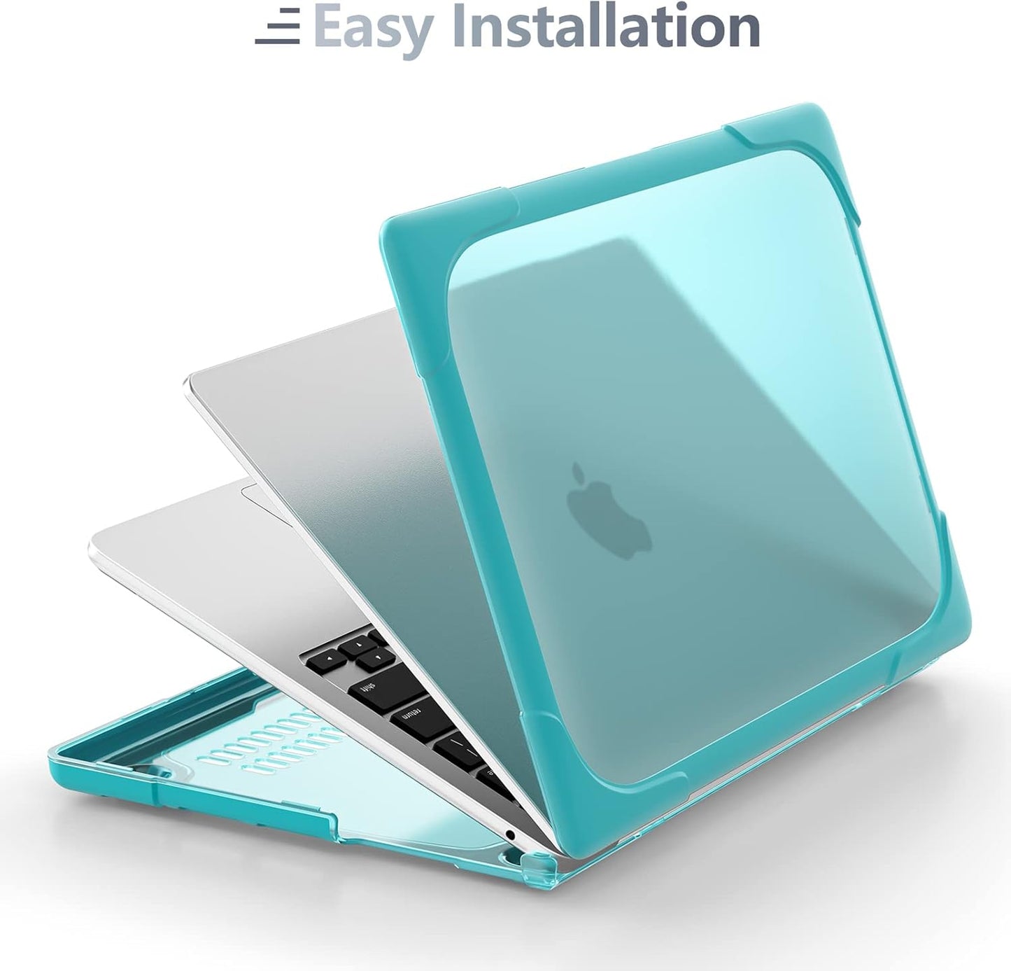 Batianda for New MacBook Air 13.6 inch Case 2025 M4 2024 2022 Release Model A3240 A2681(M2) A3113(M3), Heavy Duty Shockproof Protective Hard Shell with Fold Kickstand & Keyboard Cover, Light Blue
