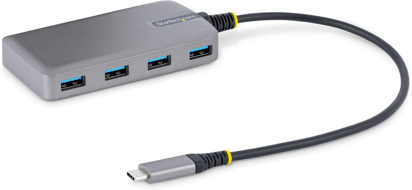 StarTech.com 4-Port USB-C Hub - 5Gbps - Bus Powered - USB C to 4x USB-A Hub w/ Optional Auxiliary Power Input - Portable Desktop/Laptop USB Hub - 1ft (30cm) Cable - USB Expansion Hub (5G4AB-USB-C-HUB)
