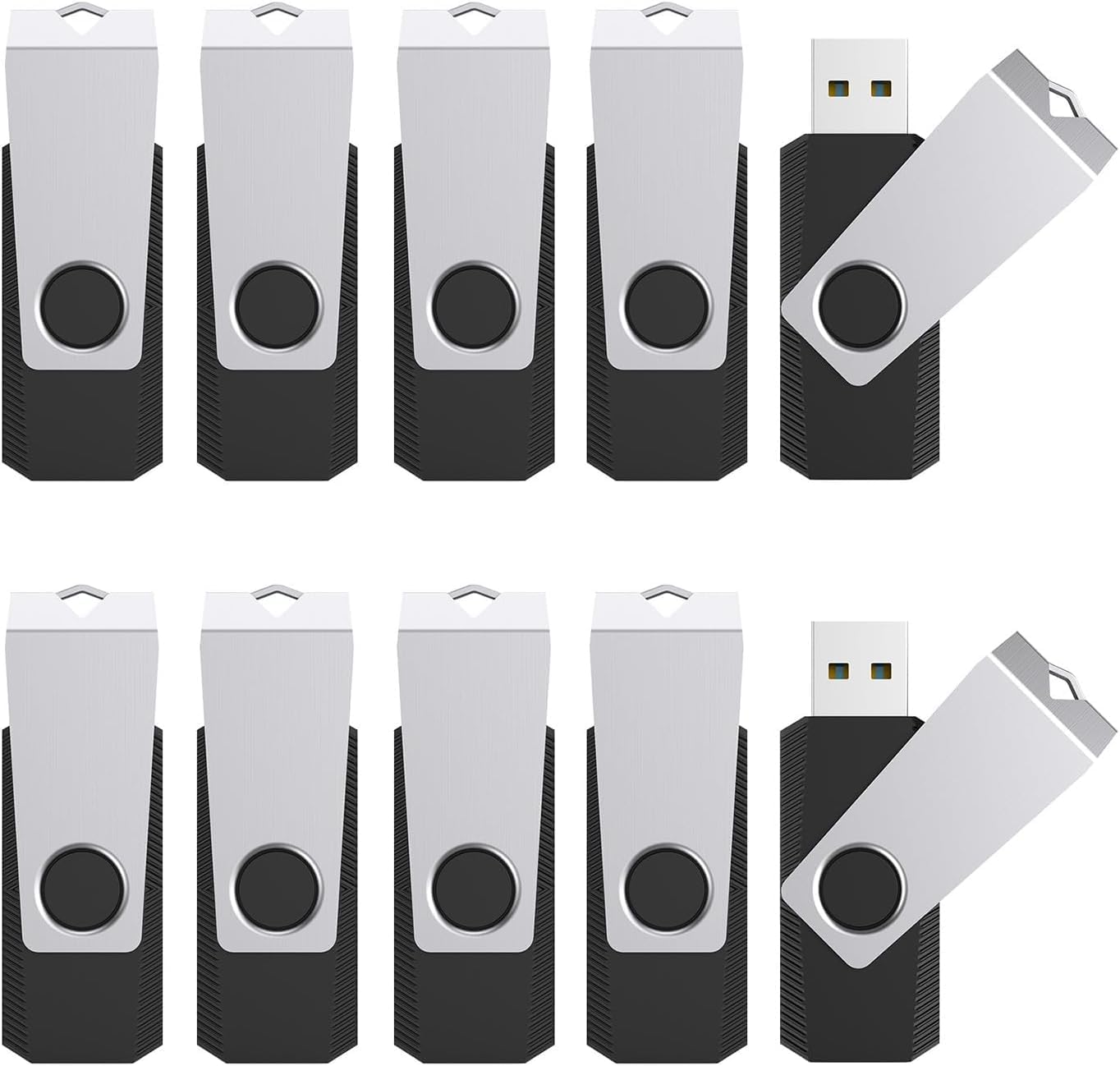TOPESEL USB Storage Flash Drive,100PCS 8GB Bulk USB 2.0 Flash Drive Bulk Pack, USB Flash Drives Memory Stick, USB Drive Thumb Drives USB Stick Flash Memory Stick Swivel (8G, 100 Pack, Black)