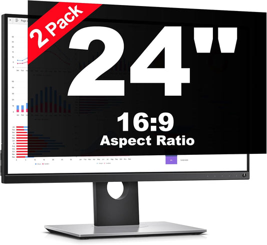 [2 Pack] 24 Inch Computer Privacy Screen Protector for 16:9 Widescreen Monitors-Anti-Glare & Blue Light Filter,Anti-Spy Film,Reduces Eye Strain (Fits Most Desktop Screens)