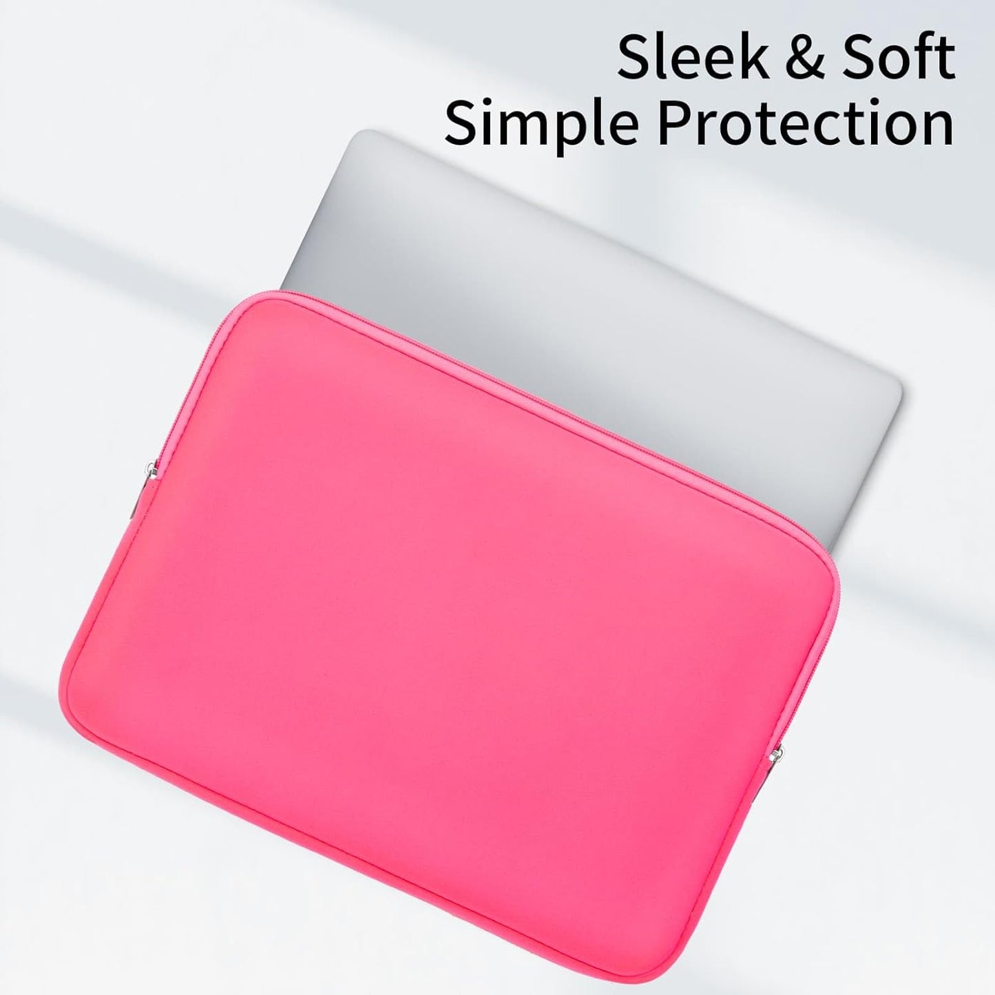 RAINYEAR Laptop Sleeve Case Compatible with 13.3 Inch Notebook Computer Tablet Chromebook 14" MacBook Pro M1 M2 M3 M4 Pro/Max Soft Cover Protective Case Carrying Bag (Bright Pink, Upgraded Version)