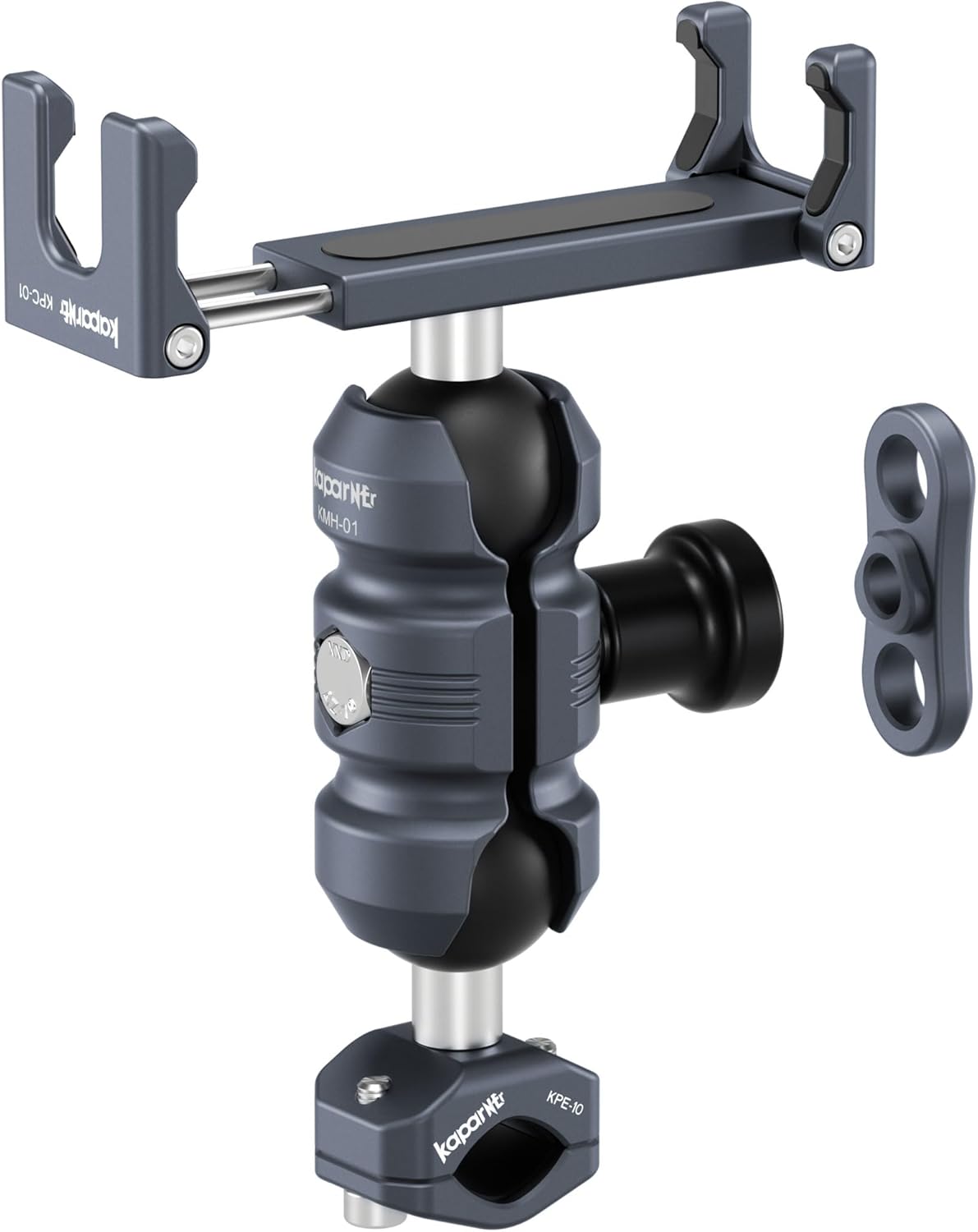 Anti-Theft Motorcycle Phone Mount, Aluminum Dual Socket Arm and U-Bolt Base for Bicycles/ATVs/Snowmobiles, Installed on 0.4-0.6" Mirror Bars (KPS-03)"