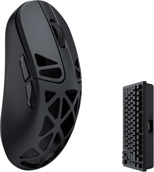 M3 Mini 4K Wireless Mouse Signature Edition 5.1/2.4 GHz/Wired Optical Mouse, Ultra-Lightweight 55g Programmable PixArt 3395 Sensor with up to 26,000 DPI/ 650 IPS for Windows Mac Linux - Black