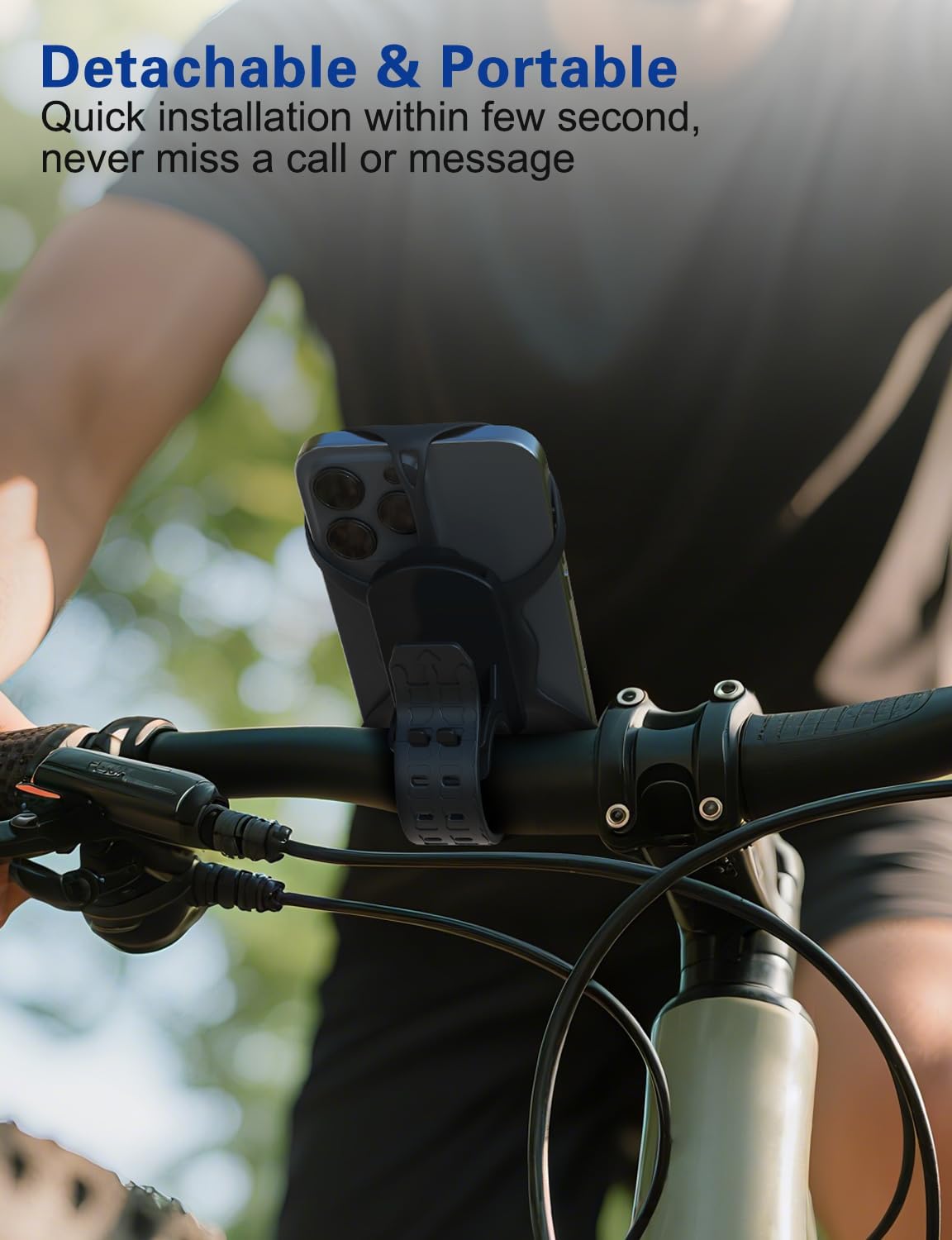Bike Phone Holder, Motorcycle Cell Phone Mount- 360° Rotatable, Silicone Bicycle Phone Mount for Motorcycle Bicycle Scooter, for 15 Pro Max / 14/13, S10 and More 4.7-6.8" Phone"